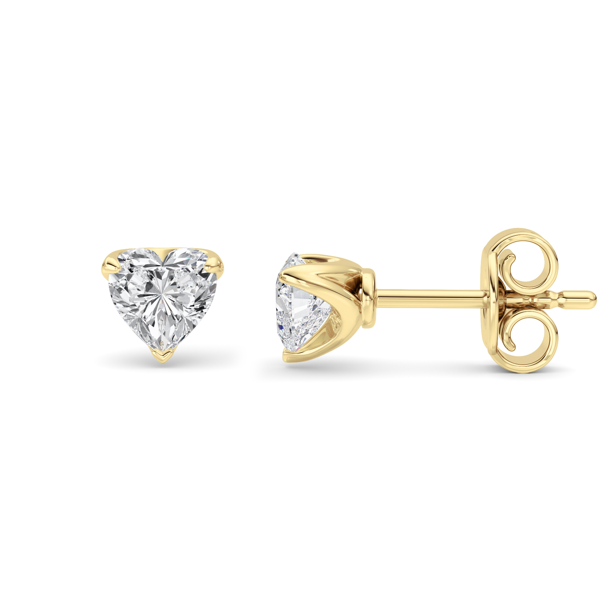 2Cttw Heart Shaped Lab Grown Diamond (F/VS) Heart Shaped Earrings in 14K Gold