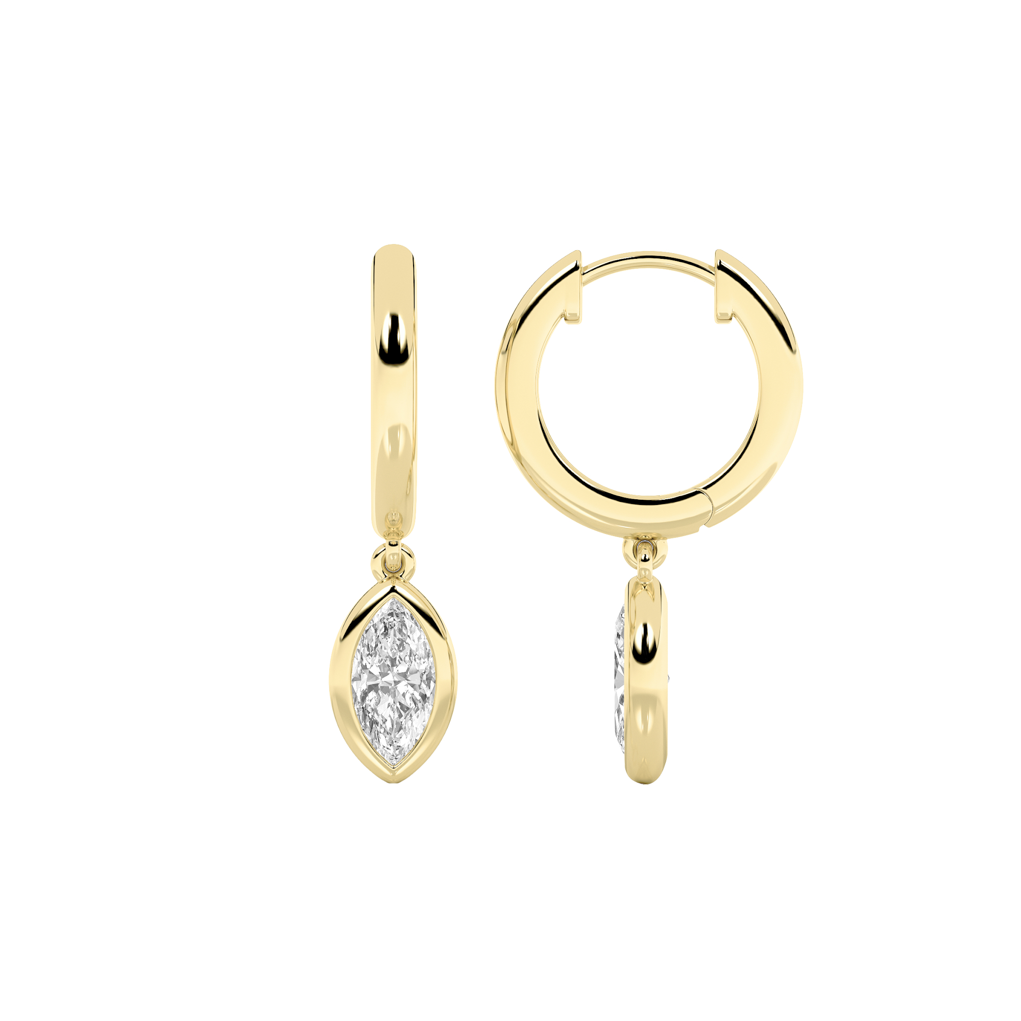 0.6Cttw Marquise Shaped Lab Grown Diamond (F/VS) Dangle Earrings in 14K Gold