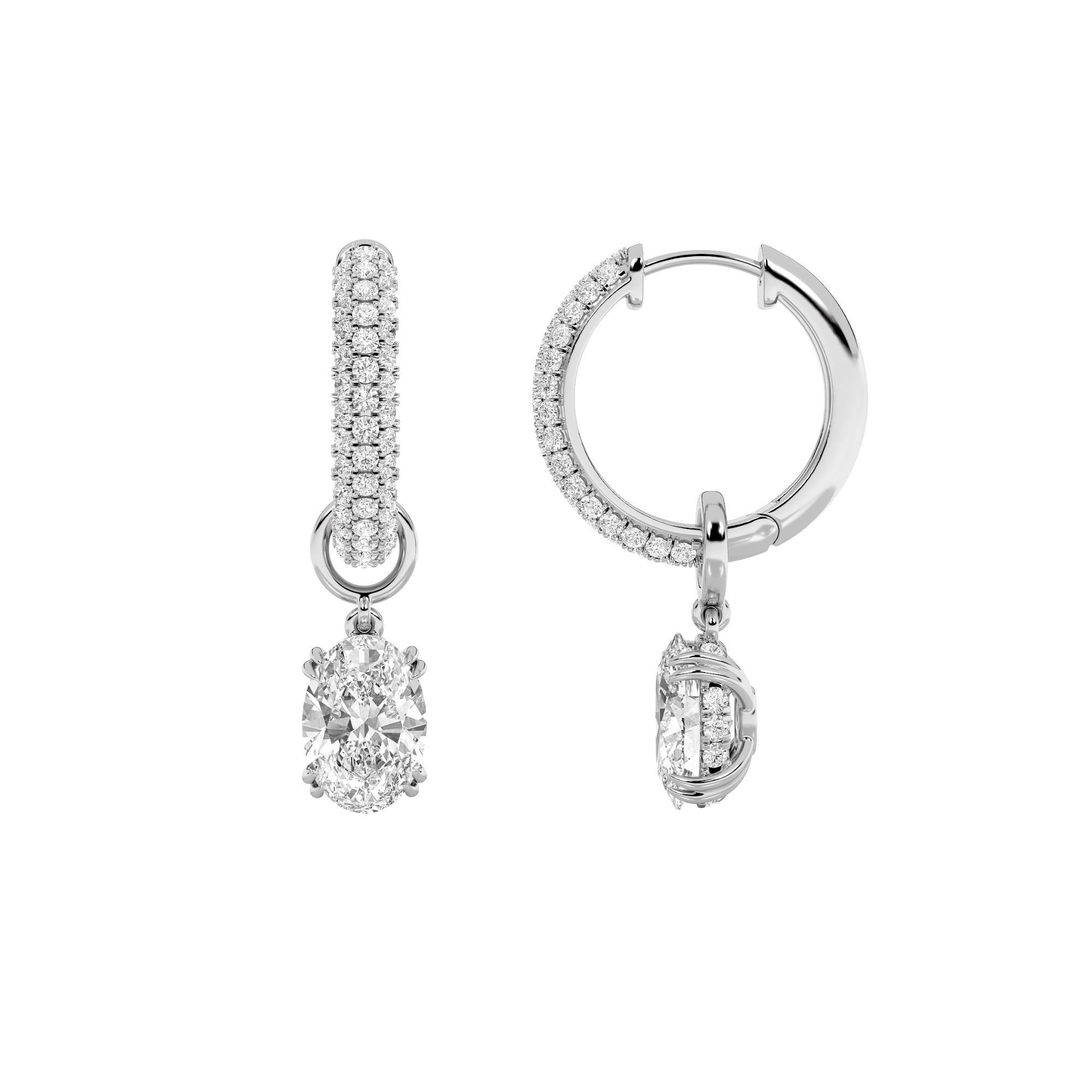 4Cttw Oval Shaped Lab Grown Diamond (F/VS) Dangle Earrings in 14K Gold