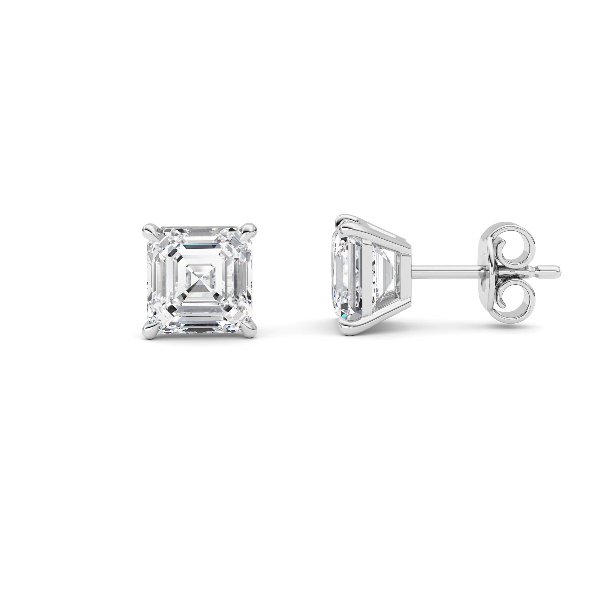2Cttw Princess Shaped Lab Grown Diamond (F/VS) Stud Earrings in 14K Gold