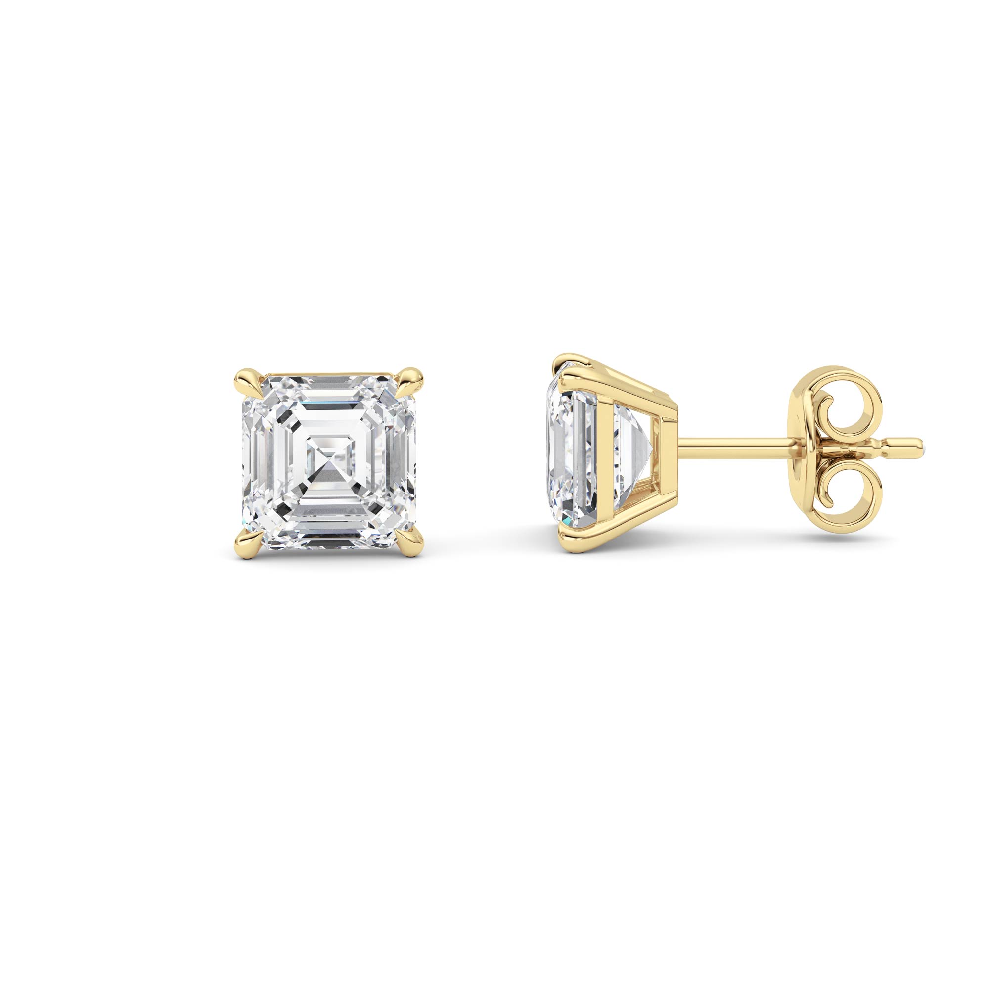 2Cttw Princess Shaped Lab Grown Diamond (F/VS) Stud Earrings in 14K Gold