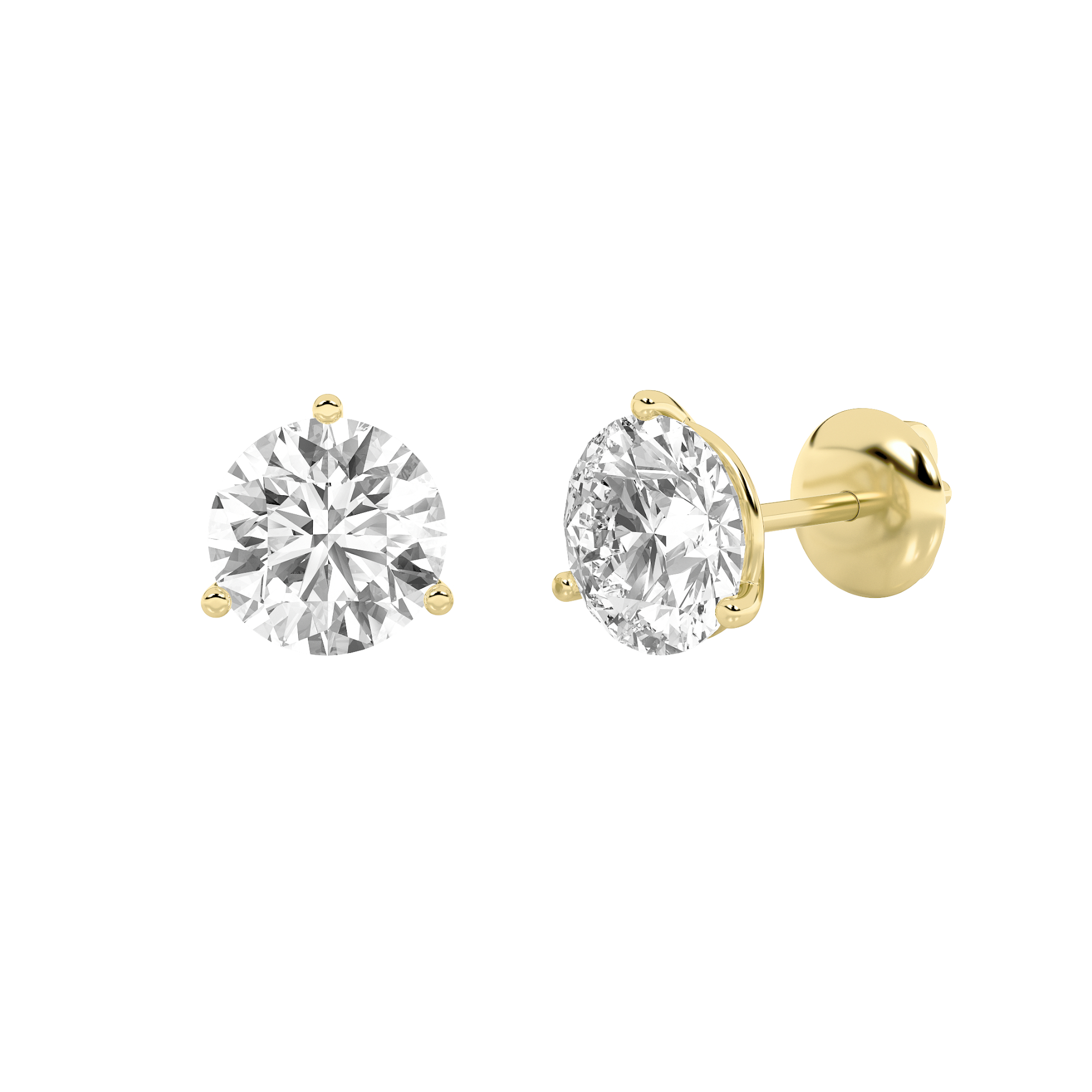 1Cttw Round Shaped Lab Grown Diamond (F/VS) Stud Earrings in 14K Gold