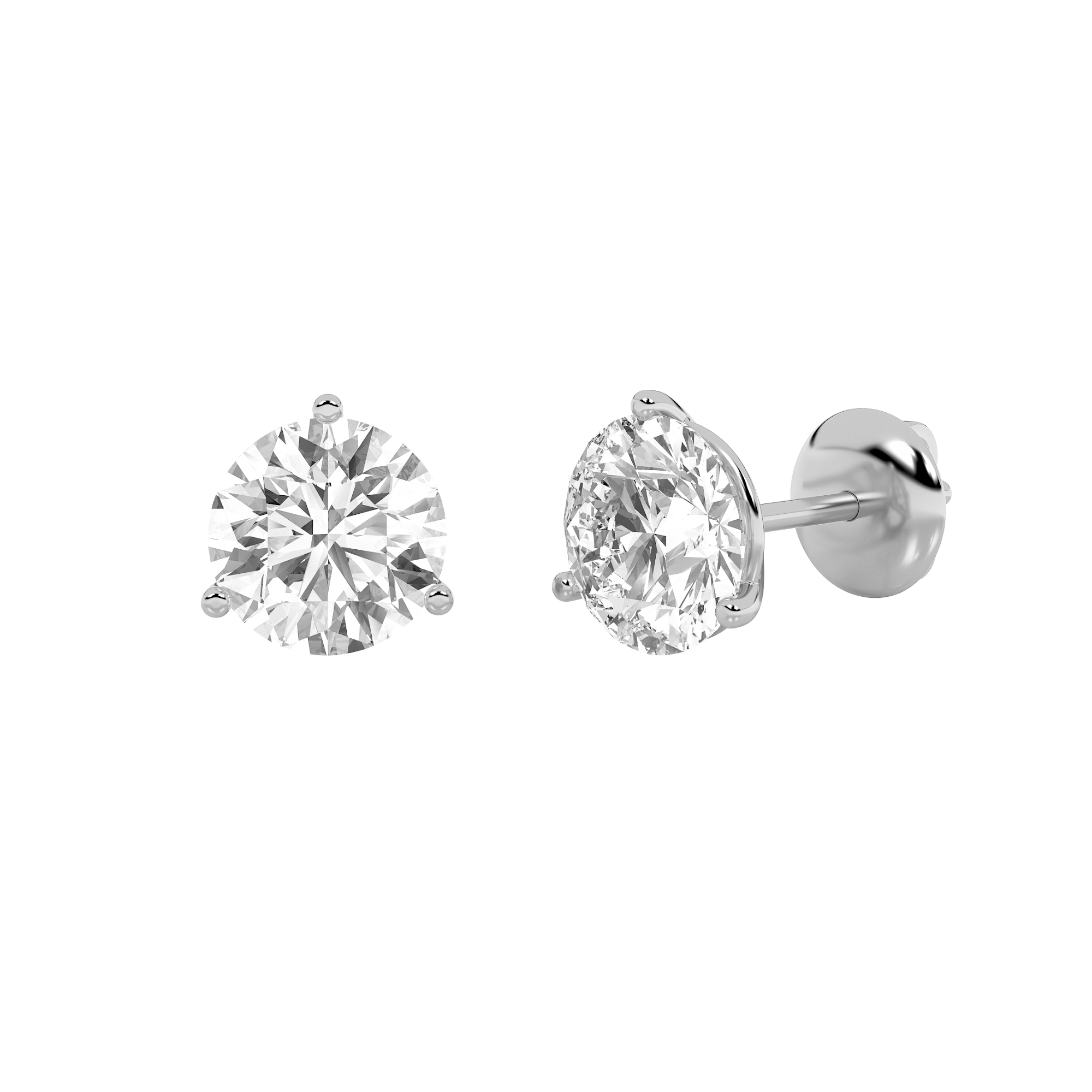 6Cttw Round Shaped Lab Grown Diamond (F/VS) Stud Earrings in 14K Gold