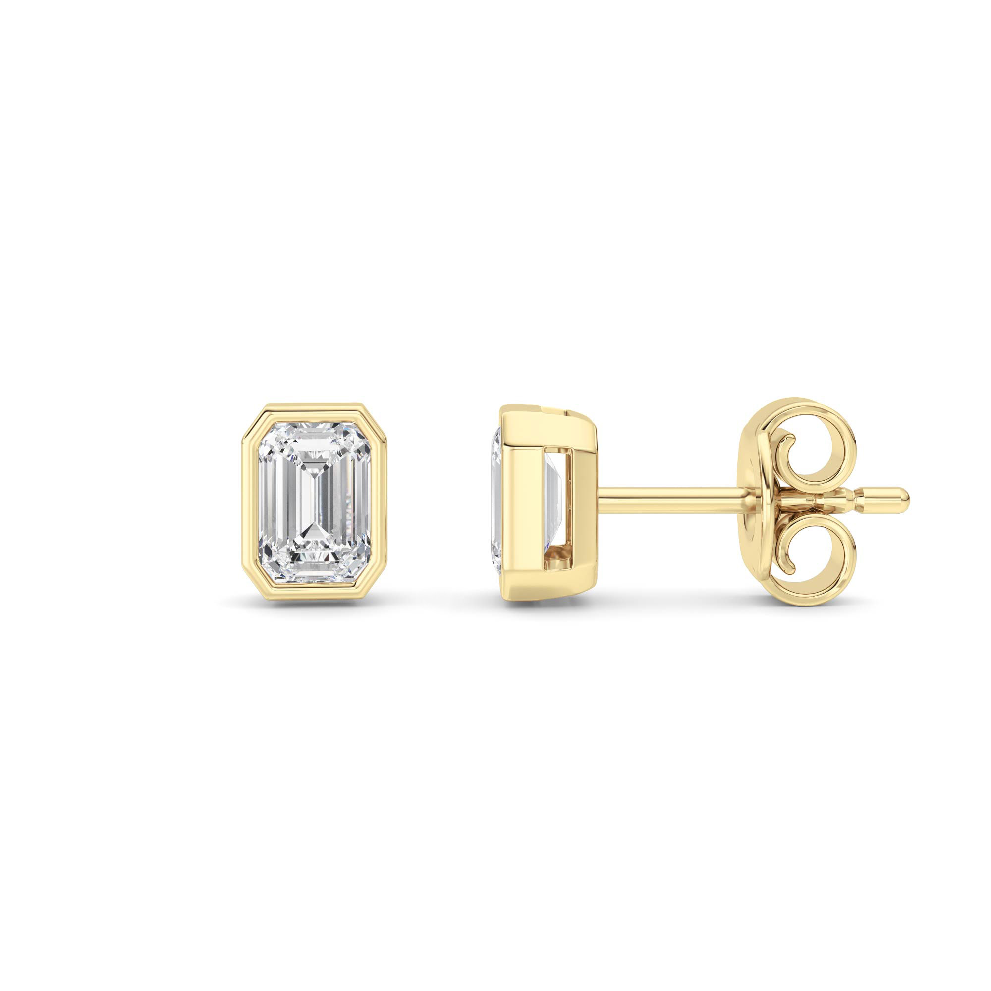 1Cttw Heart Shaped Lab Grown Diamond (F/VS) Bezel Set Stud Earrings in 14K Gold