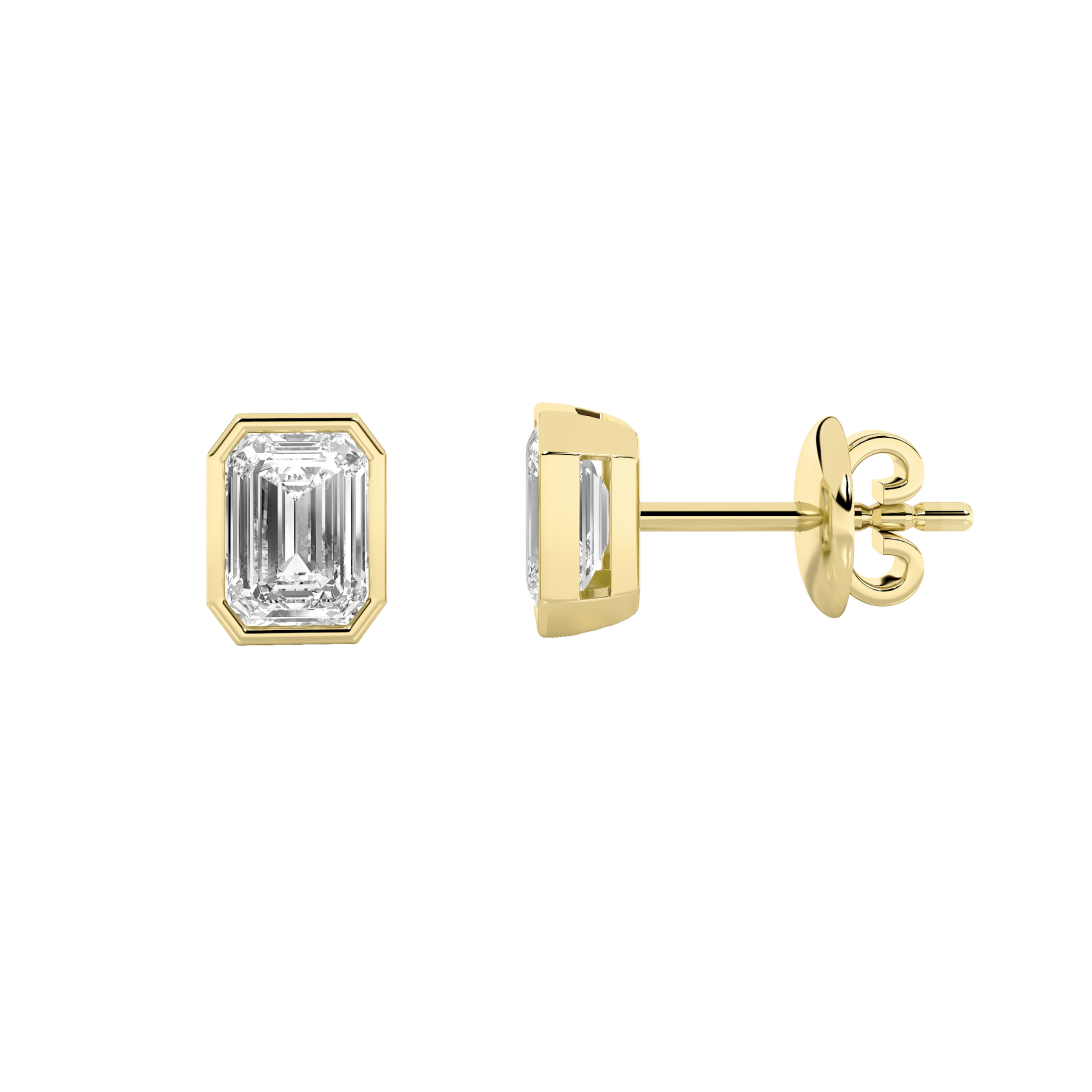 1Cttw Heart Shaped Lab Grown Diamond (F/VS) Bezel Set Stud Earrings in 14K Gold