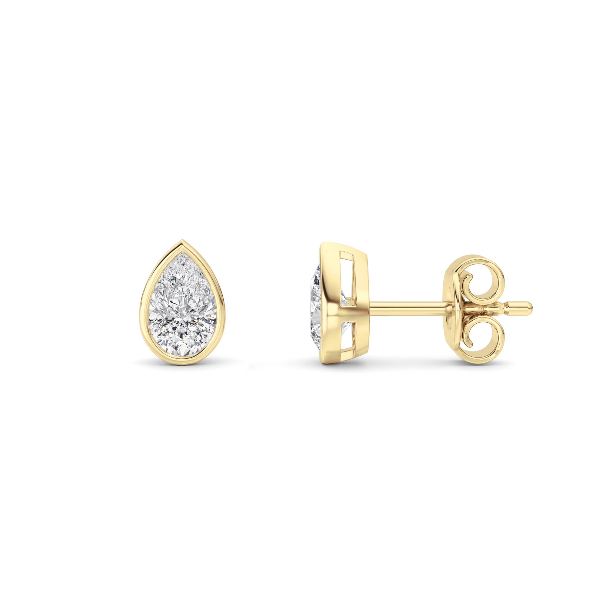 1Cttw Heart Shaped Lab Grown Diamond (F/VS) Bezel Set Stud Earrings in 14K Gold