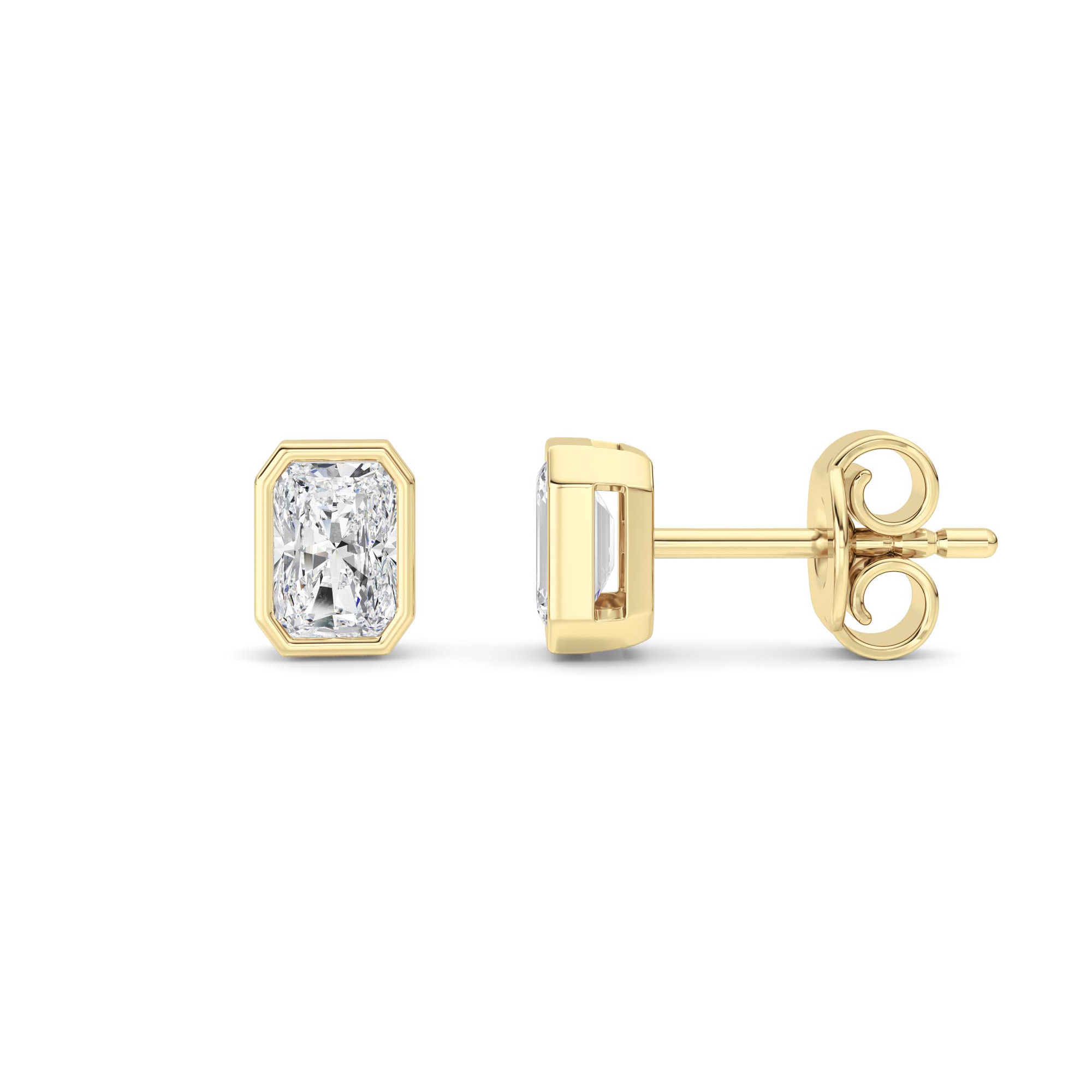 1Cttw Heart Shaped Lab Grown Diamond (F/VS) Bezel Set Stud Earrings in 14K Gold