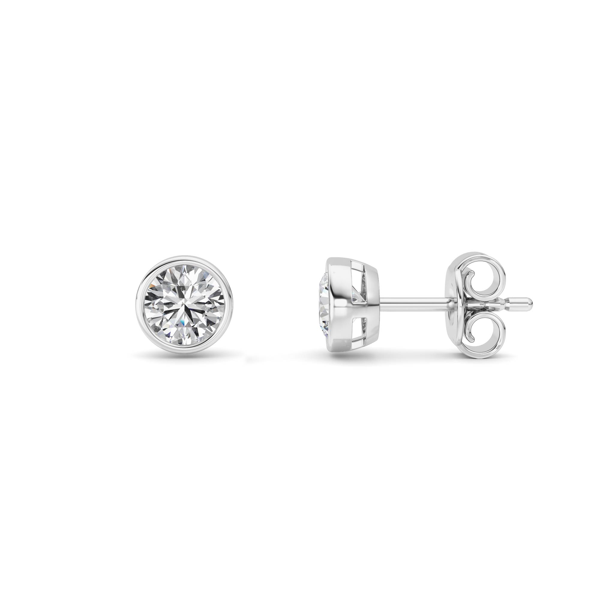 1Cttw Round Shaped Lab Grown Diamond (F/VS)  Earrings in 14K Gold