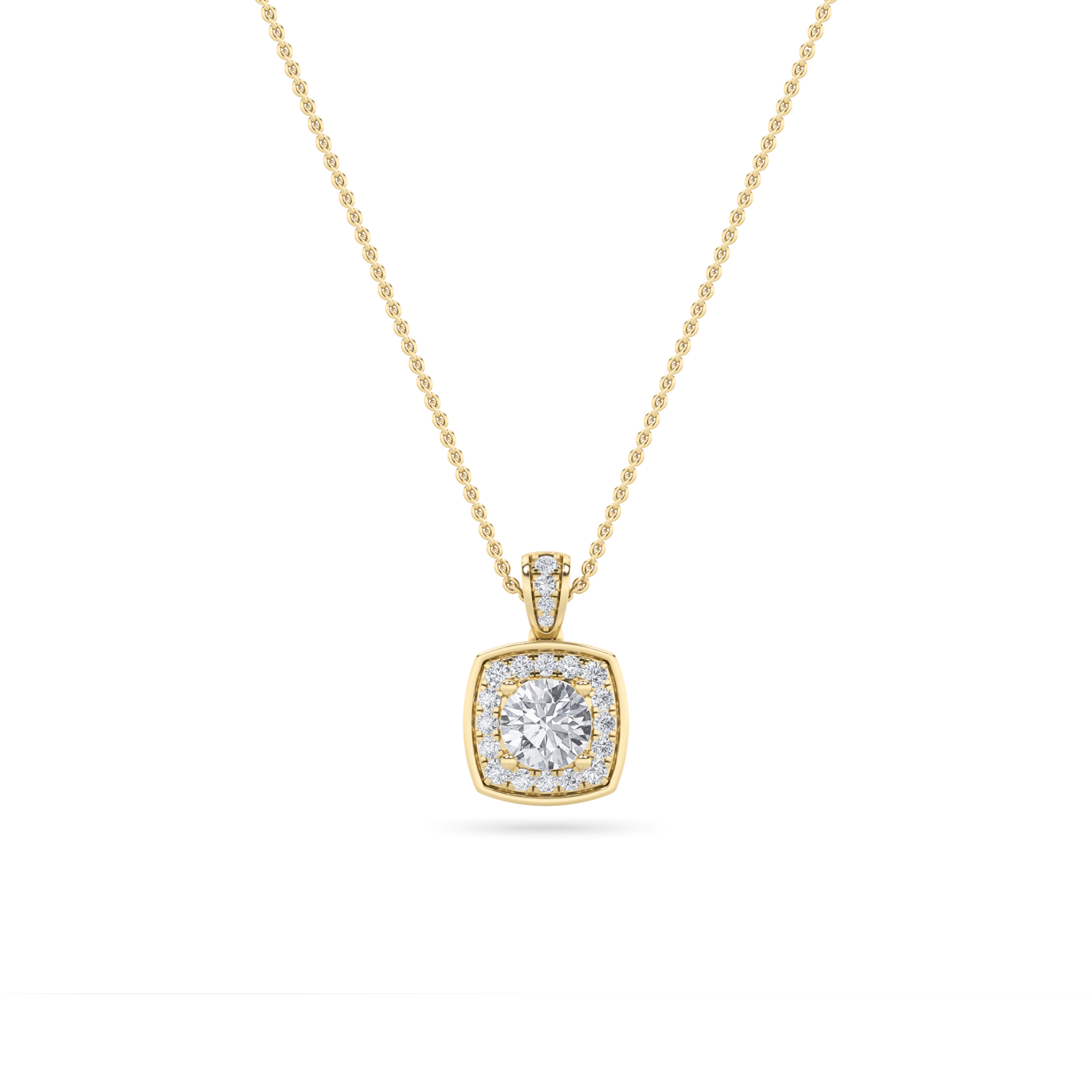 0.75Cttw Round Shaped Lab Grown Diamond (F/VS) Halo Pendant in 14K Gold