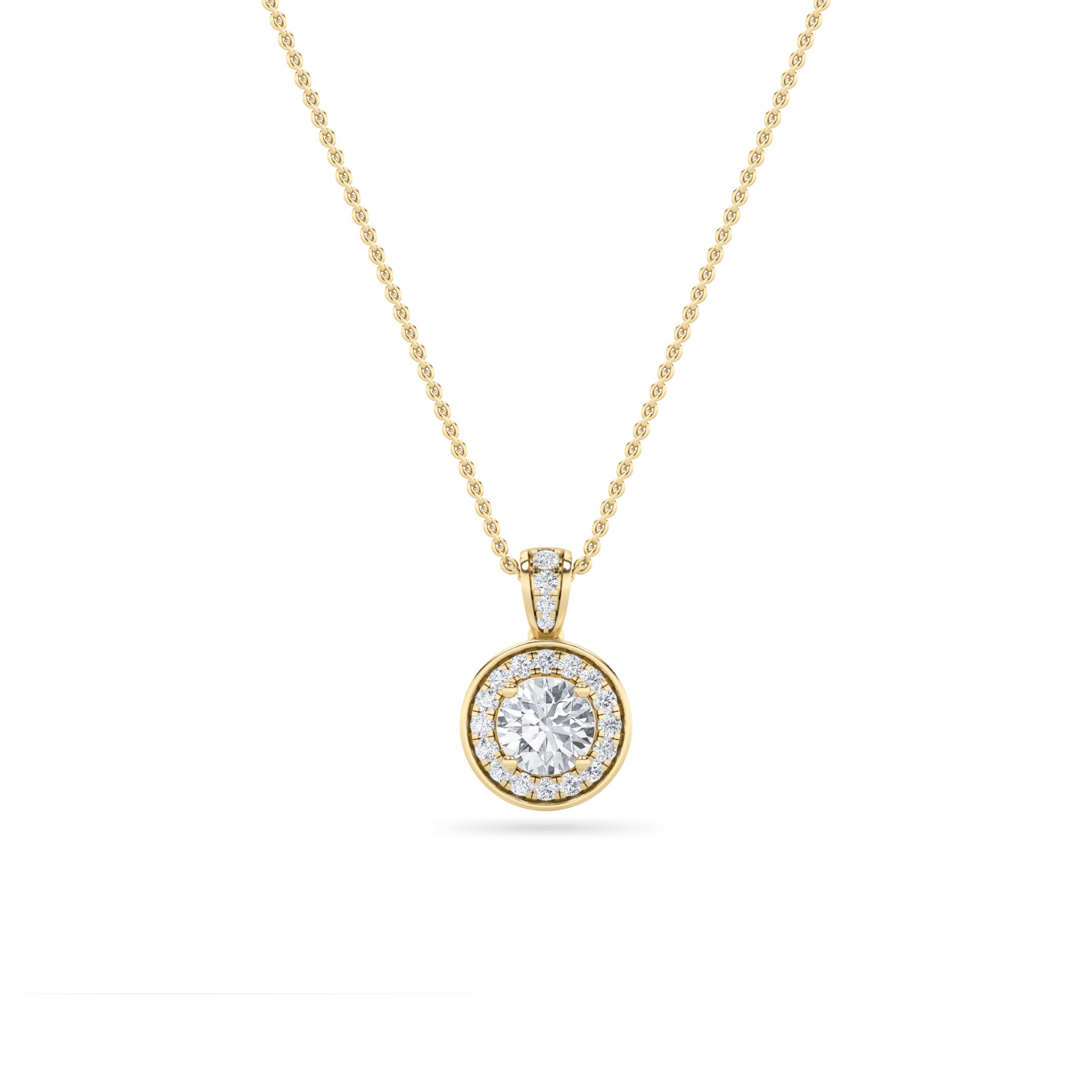 0.75Cttw Round Shaped Lab Grown Diamond (F/VS) Halo Pendant in 14K Gold