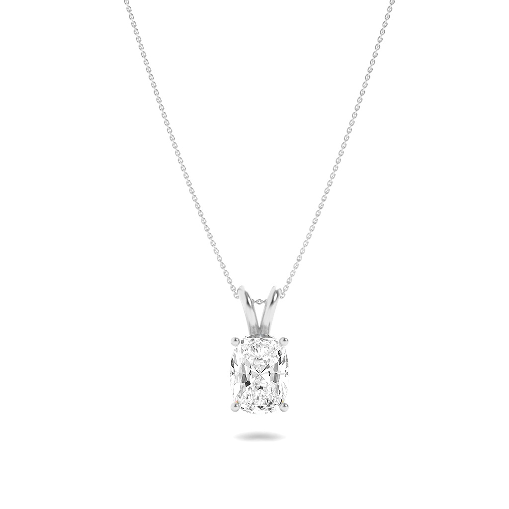 2Cttw Elongated Cushion Shaped Lab Grown Diamond (F/VS) Split Bale Solitaire Pendant in 14K Gold