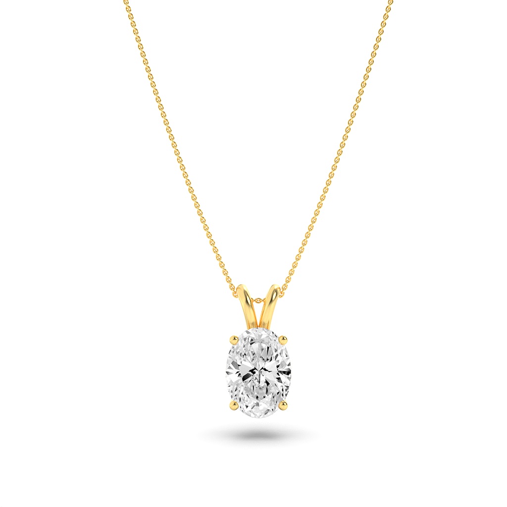 1Cttw Elongated Cushion Shaped Lab Grown Diamond (F/VS) Split Bale Solitaire Pendant in 14K Gold