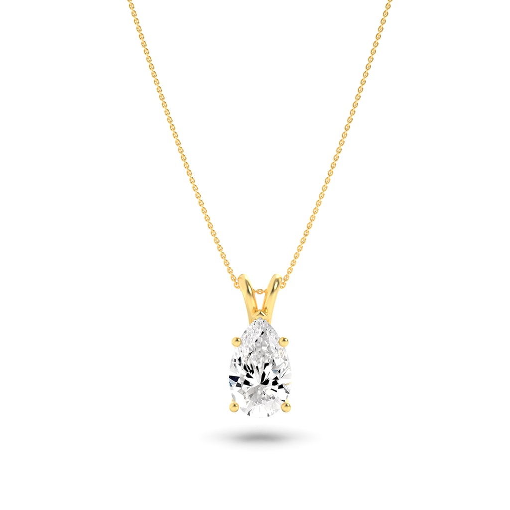 3Cttw Pear Shaped Lab Grown Diamond (F/VS) Split Bale Solitaire Pendant in 14K Gold