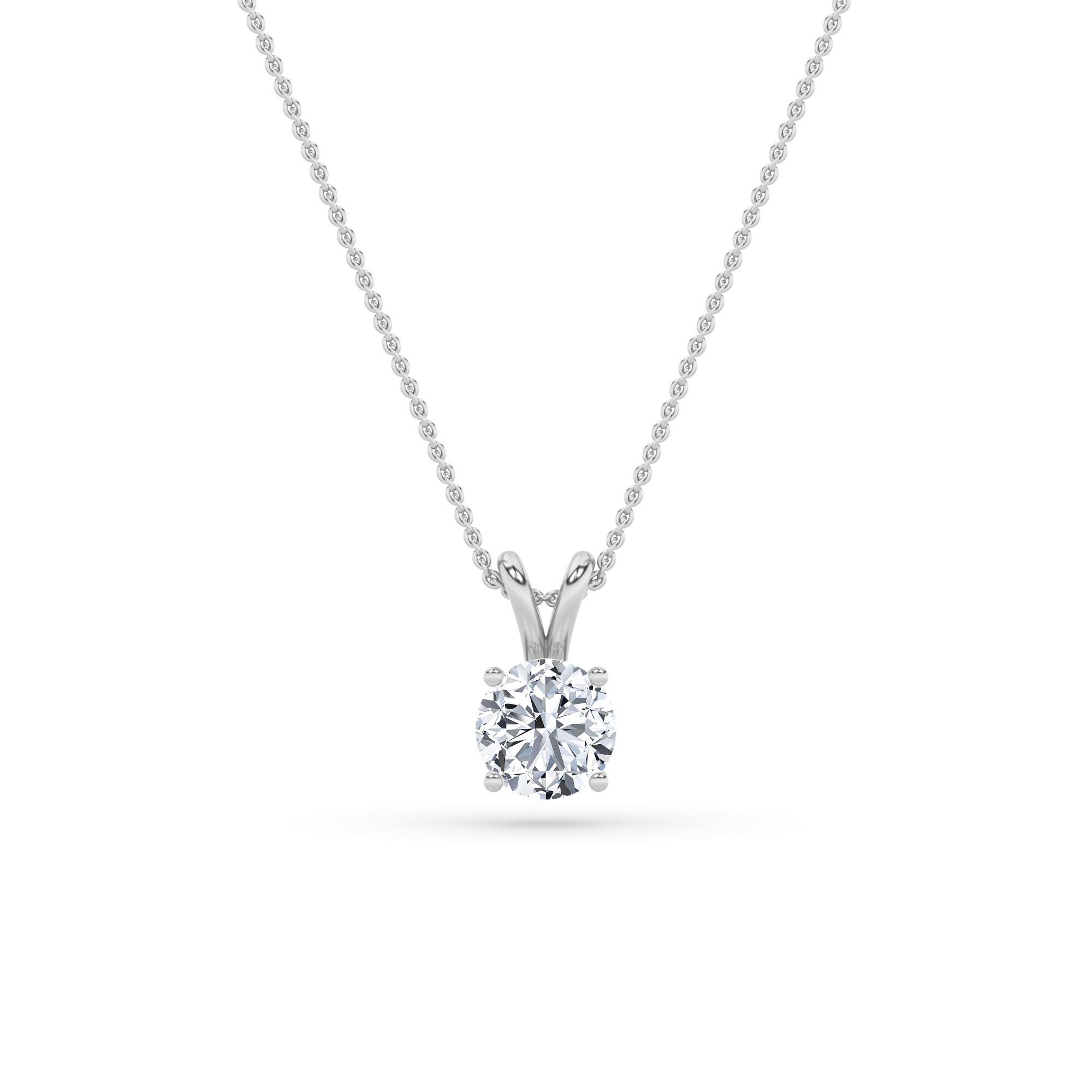 1Cttw Round Shaped Lab Grown Diamond (F/VS) Split Bale Solitaire Pendant in 14K Gold