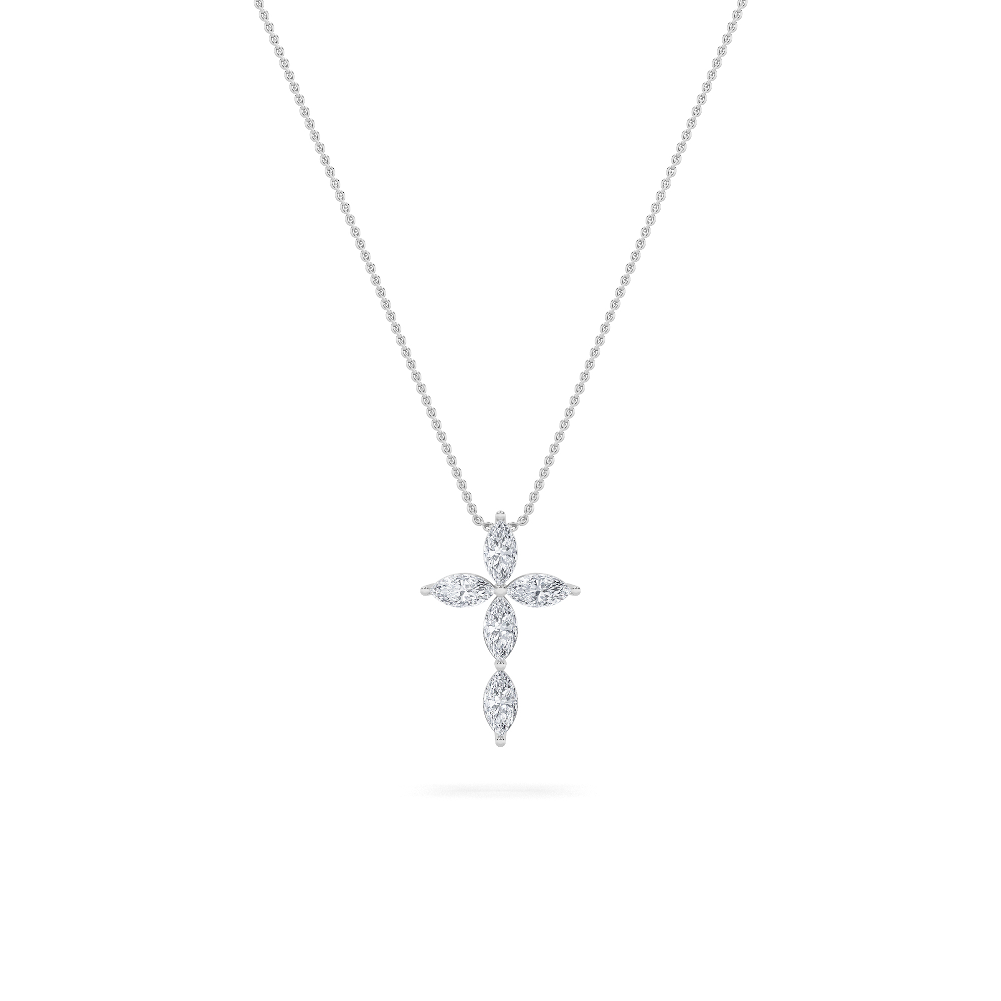 1.5Cttw Marquise Shaped Lab Grown Diamond (F/VS) Cross Pendant in 14K Gold