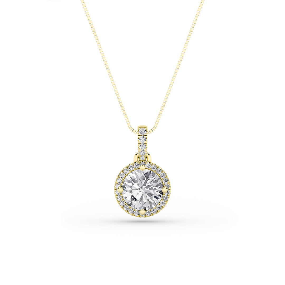 1.5Cttw Round Shaped Lab Grown Diamond (F/VS) Halo   Pendant in 14K Gold