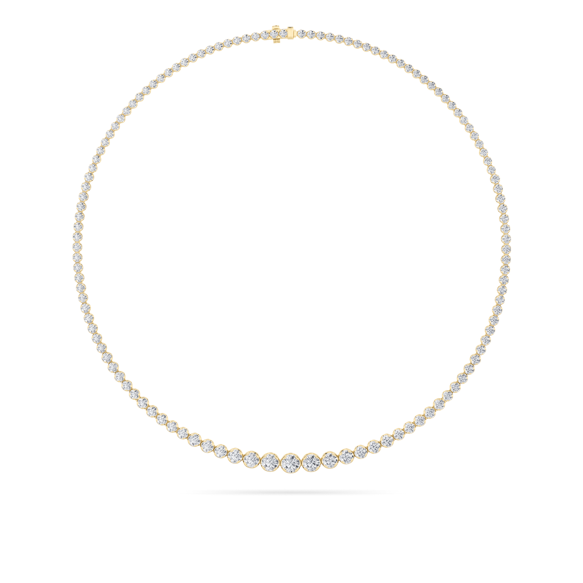 15Cttw Round Shaped Lab Grown Diamond (F/VS) Graduating Full Riviera Necklace in 14K Gold