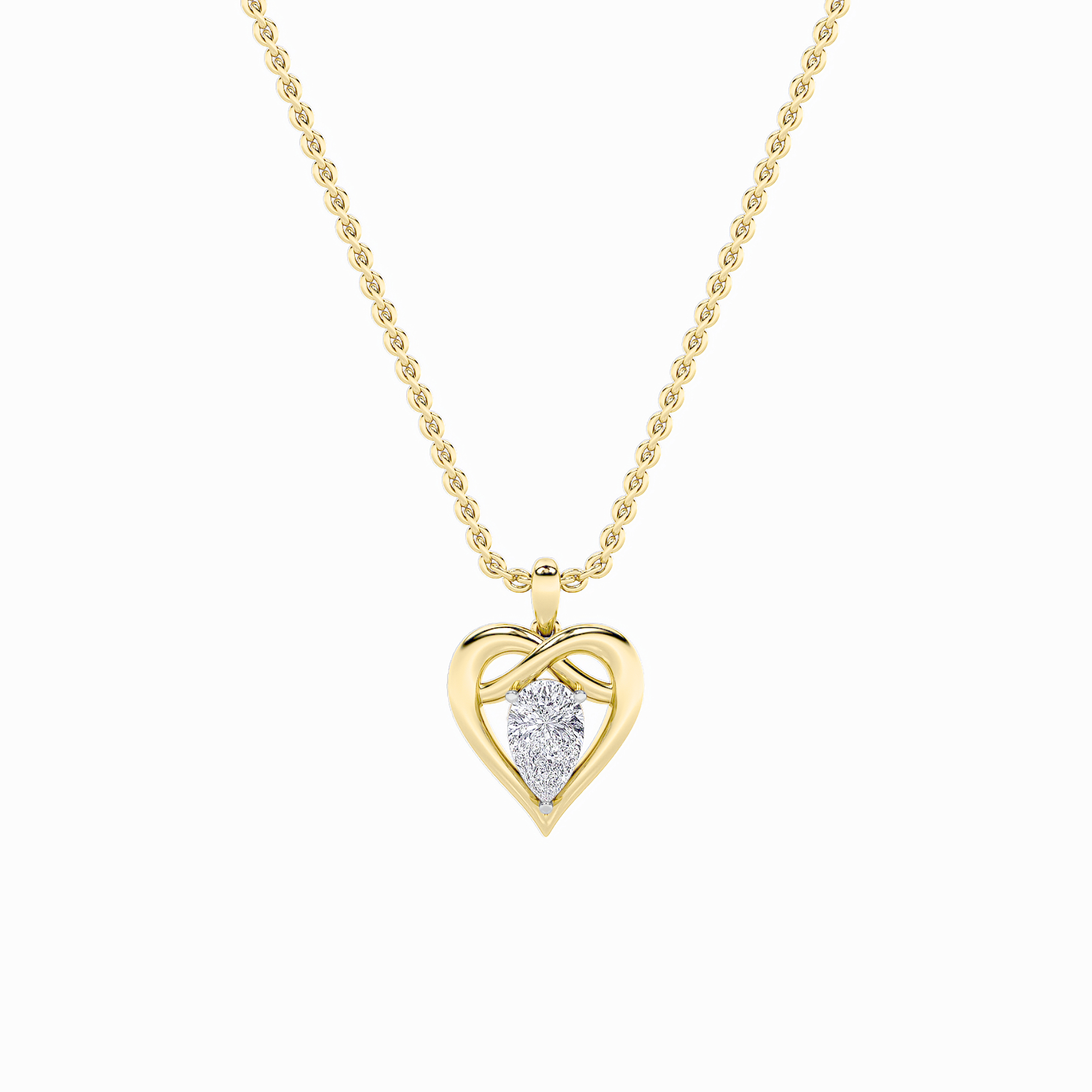 2Cttw Pear Shaped Lab Grown Diamond (F/VS) Heart Shaped Pendant in 14K Gold