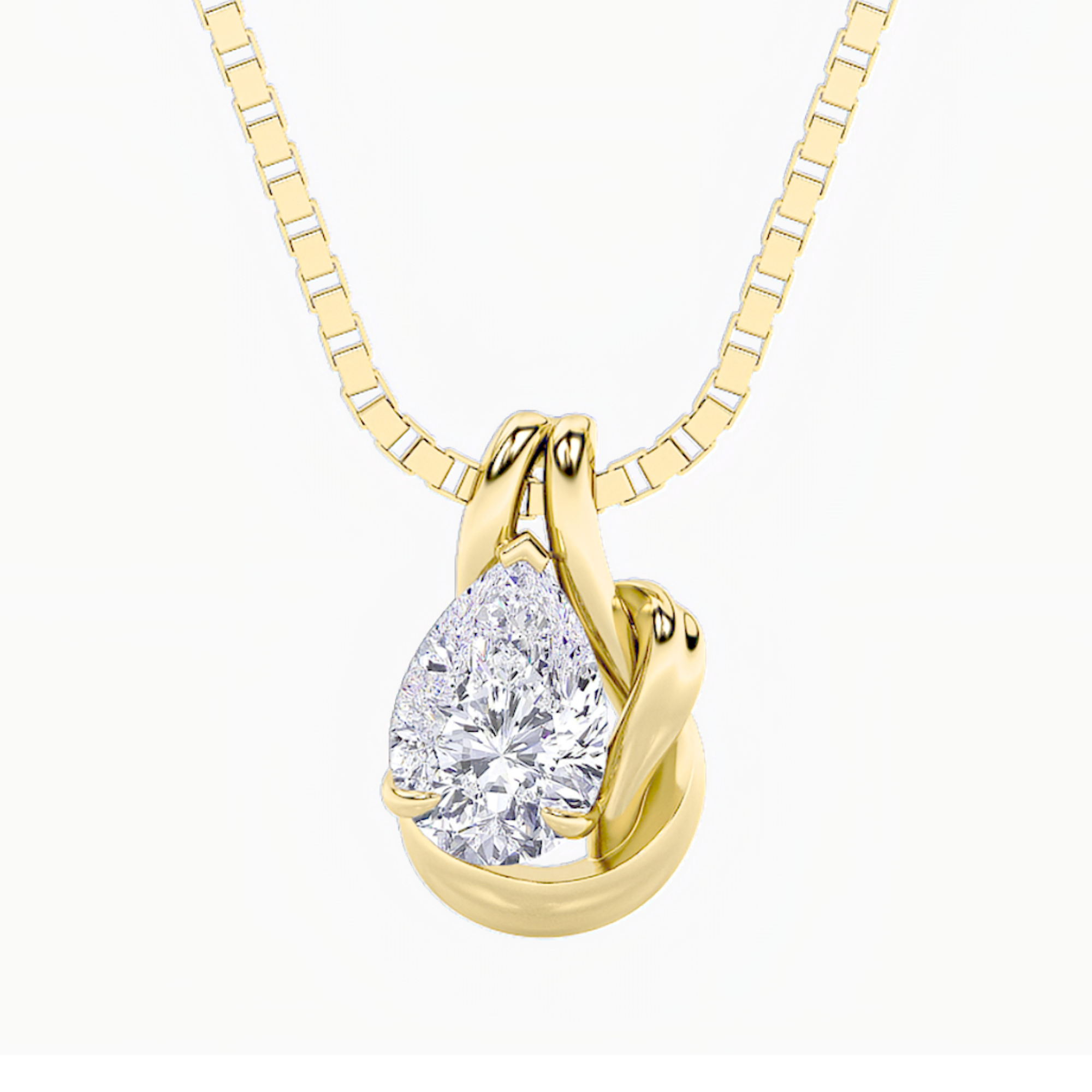 2Cttw Pear Shaped Lab Grown Diamond (F/VS) Knot Pendant in 14K Gold