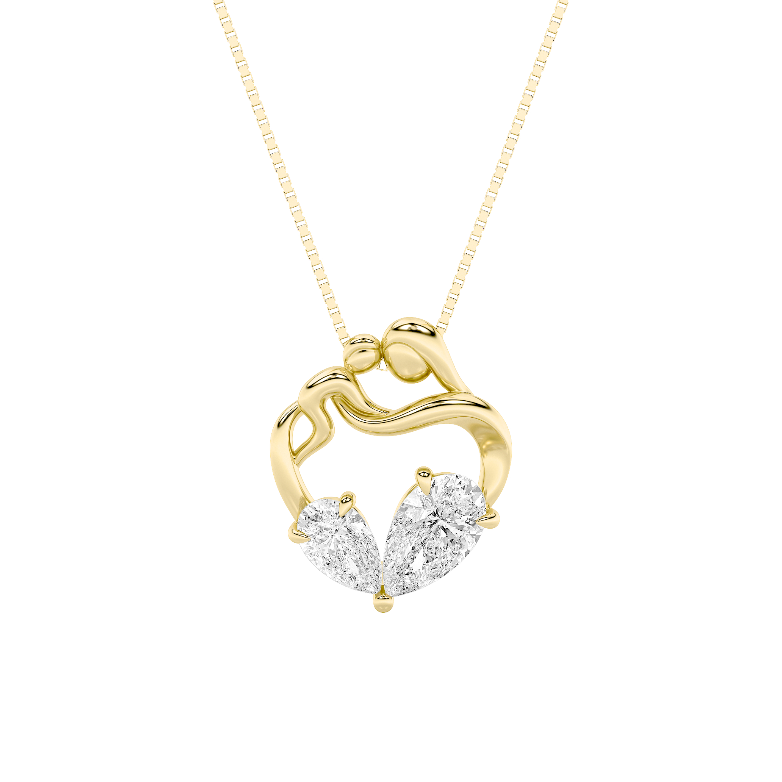 3Cttw Pear Shaped Lab Grown Diamond (F/VS) Heart Shaped Pendant in 14K Gold