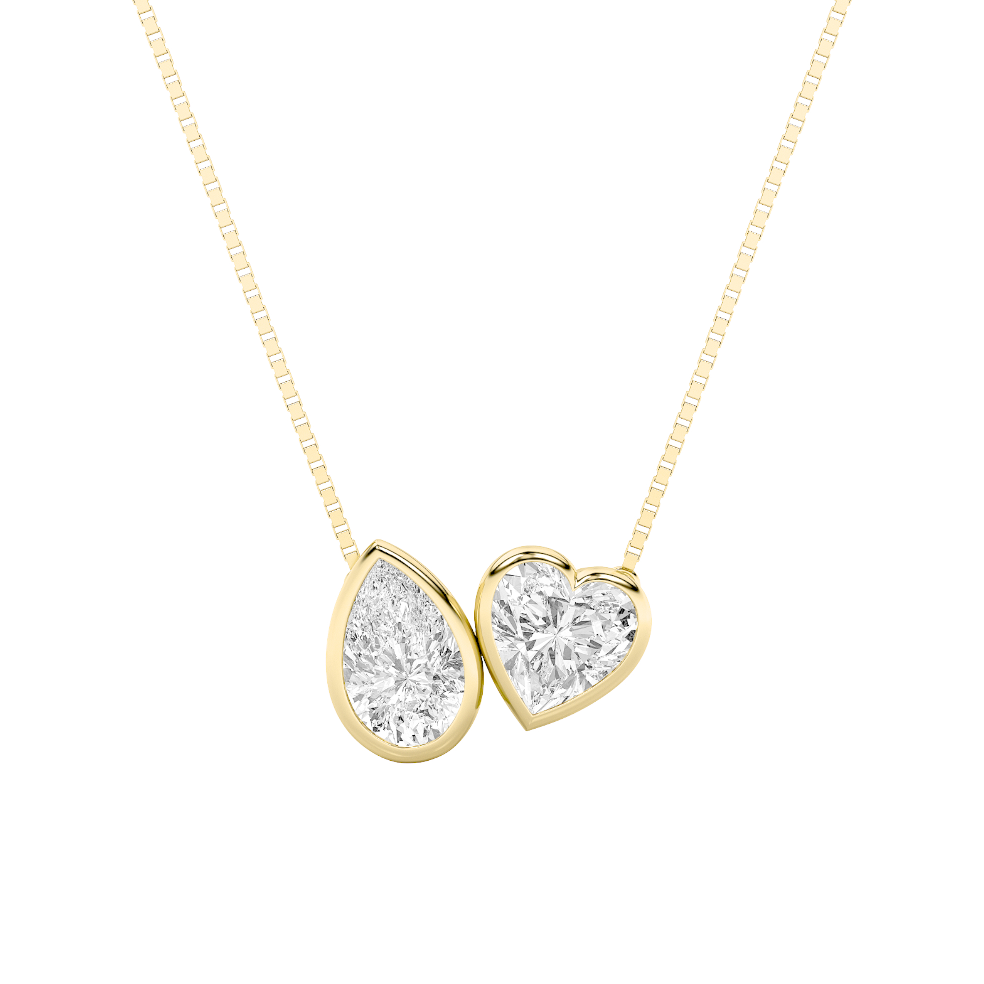 2Cttw Pear Shaped Lab Grown Diamond (F/VS) Heart Shaped Necklace in 14K Gold
