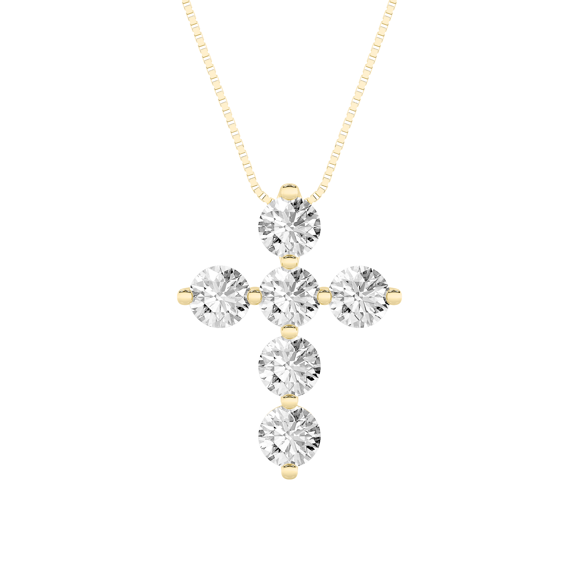1.5Cttw Round Shaped Lab Grown Diamond (F/VS) Cross Pendant in 14K Gold