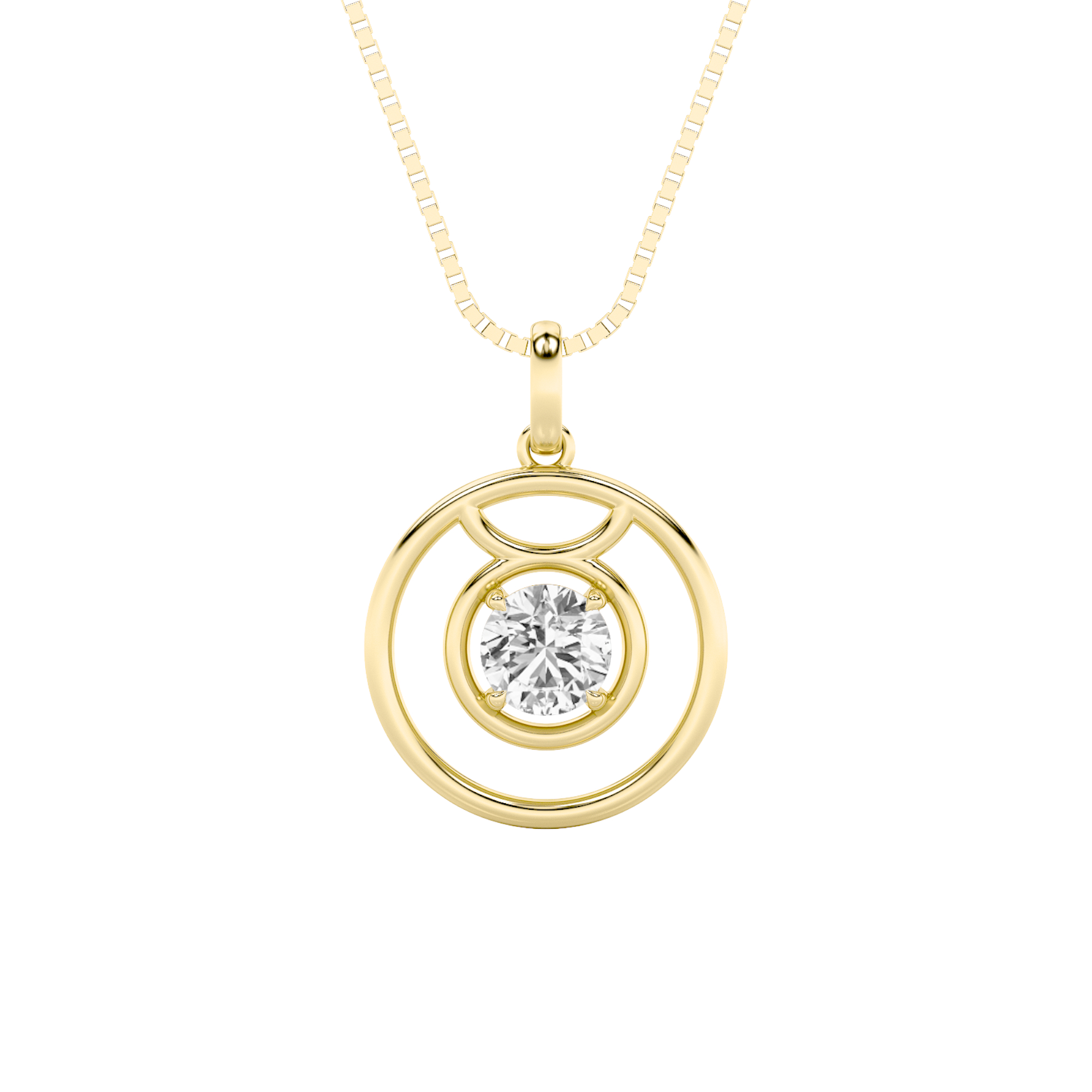 1Cttw Round Shaped Lab Grown Diamond (F/VS) Zodiac  Pendant in 14K Gold