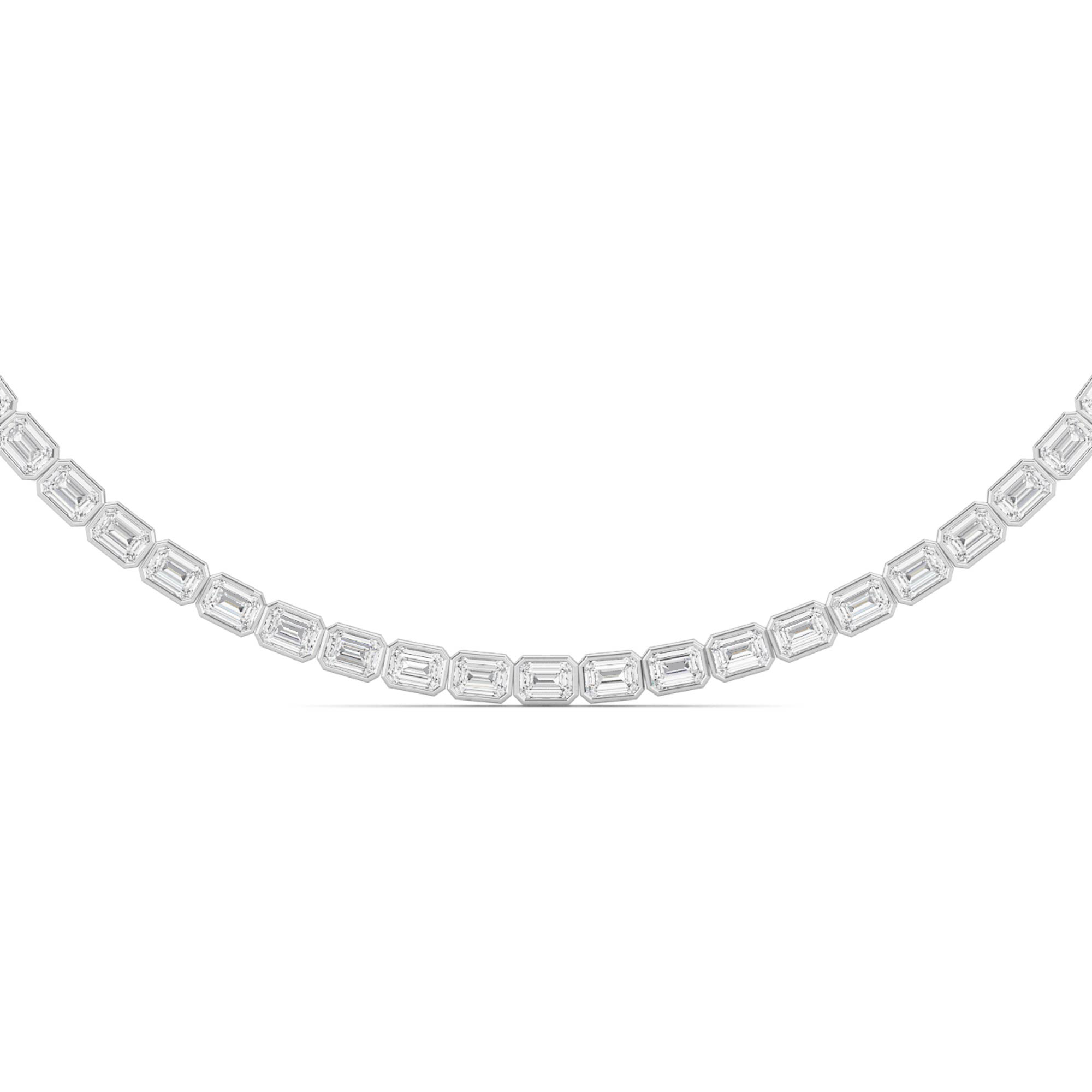 22.25Cttw Oval Shaped Lab Grown Diamond (F/VS) East West Bezel Set Necklace in 14K Gold