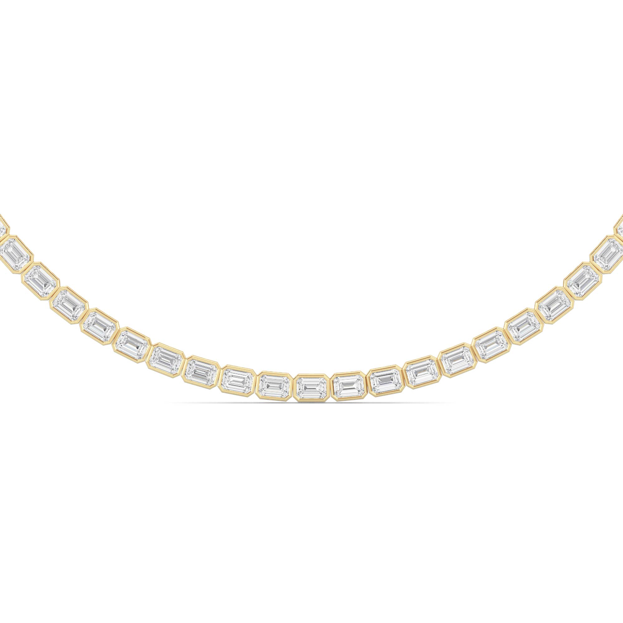 22.25Cttw Oval Shaped Lab Grown Diamond (F/VS) East West Bezel Set Necklace in 14K Gold