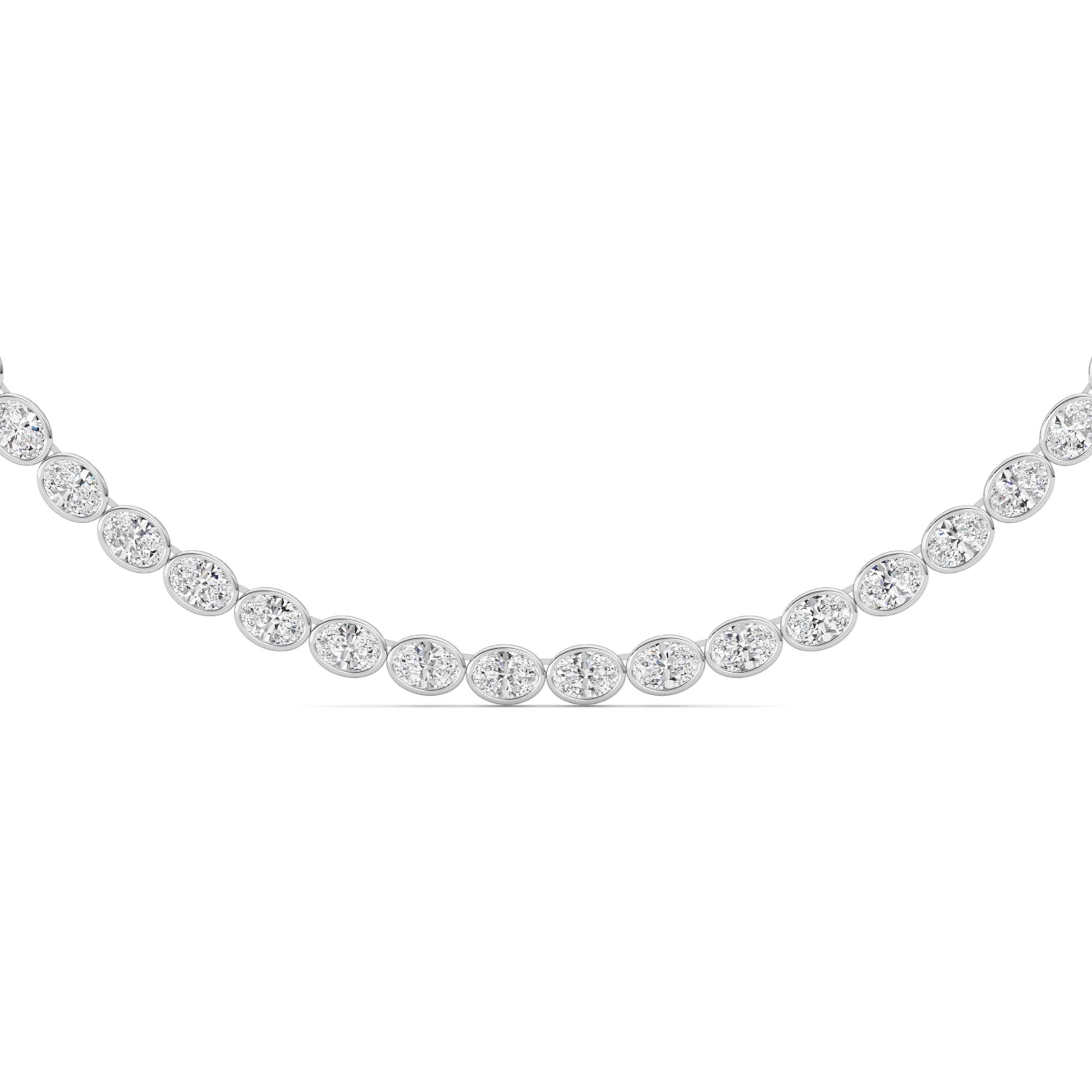 22.25Cttw Oval Shaped Lab Grown Diamond (F/VS) East West Bezel Set Necklace in 14K Gold