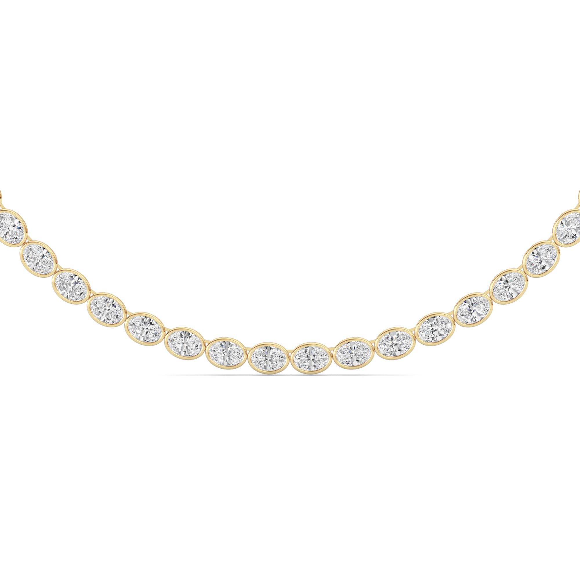 22.25Cttw Oval Shaped Lab Grown Diamond (F/VS) East West Bezel Set Necklace in 14K Gold