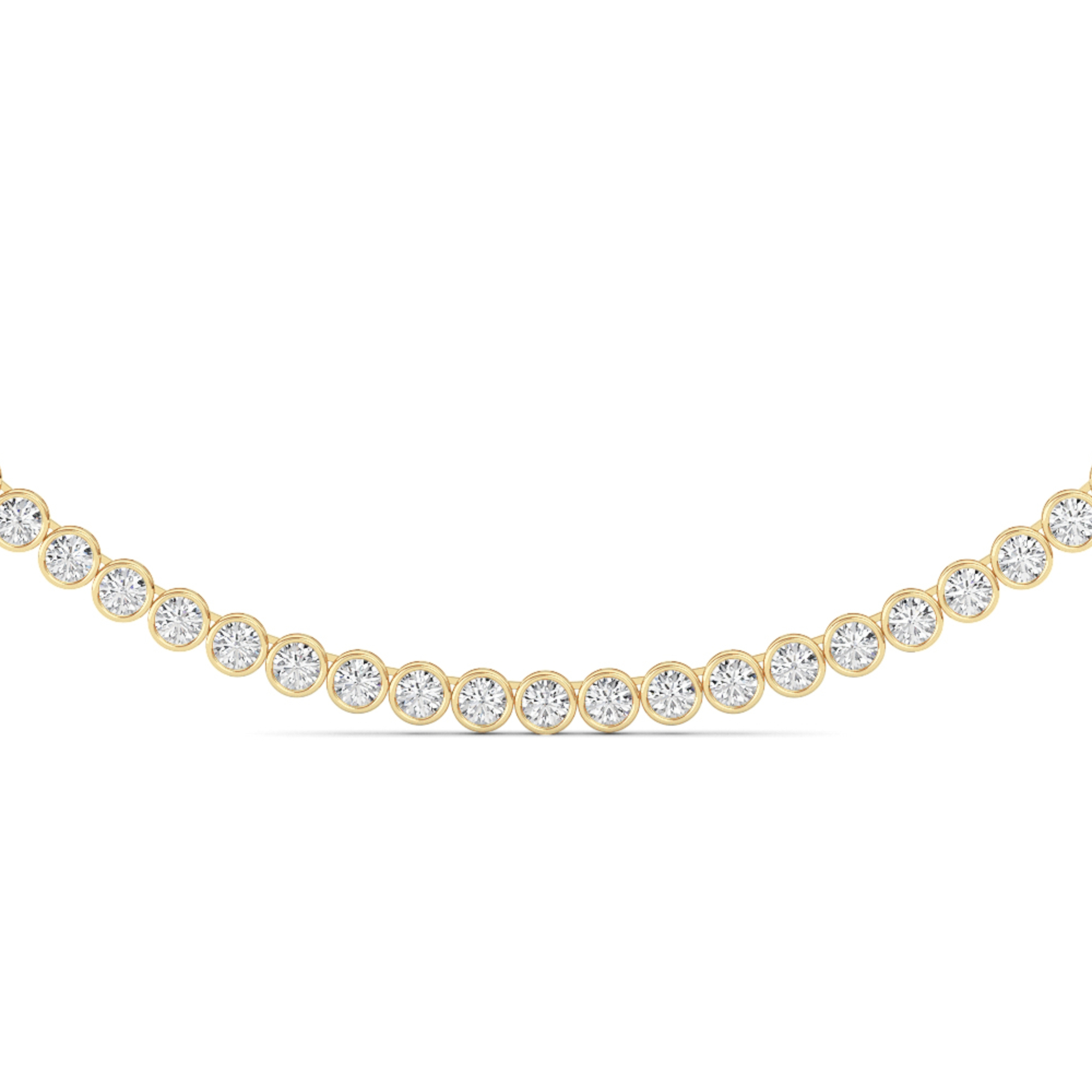 22.25Cttw Oval Shaped Lab Grown Diamond (F/VS) East West Bezel Set Necklace in 14K Gold