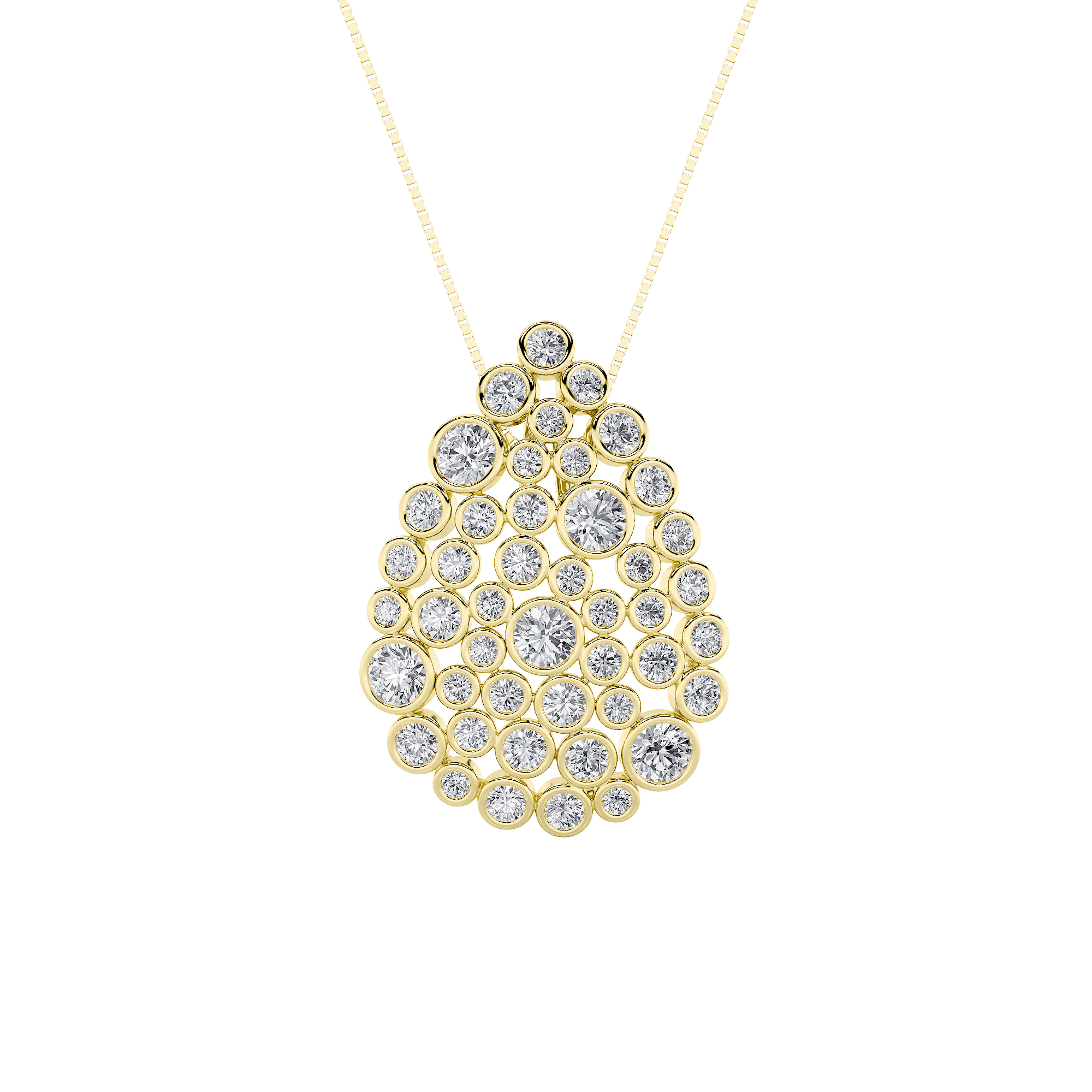 2.5Cttw Round Shaped Lab Grown Diamond (F/VS) Bezel set Bubble Pendant in 14K Gold