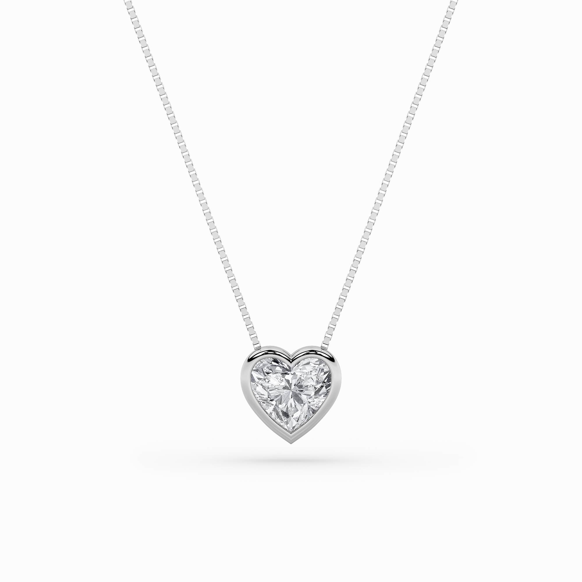 1Cttw Heart Shaped Lab Grown Diamond (F/VS) Bezel Set Solitaire Pendant in 14K Gold