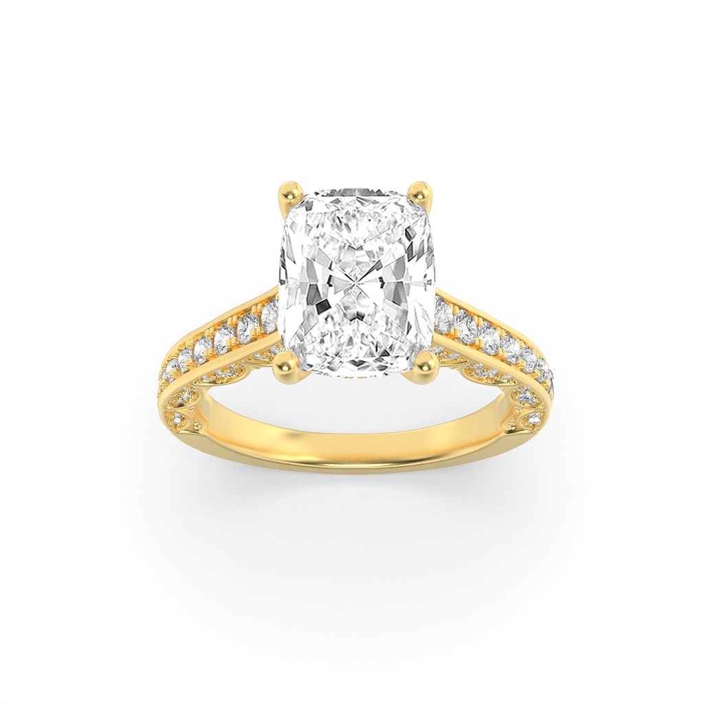 2.5Cttw Elongated Cushion Shaped Lab Grown Diamond (F/VS) Accented Engagement Ring in 14K Gold