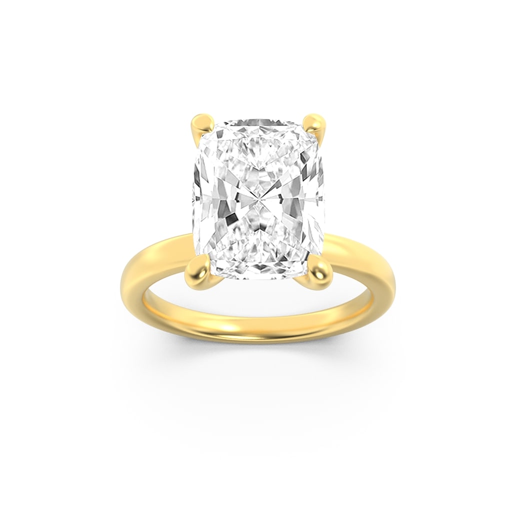 1.5Cttw Elongated Cushion Shaped Lab Grown Diamond (F/VS) Hidden Halo Plain Shank Engagement Ring in 14K Gold