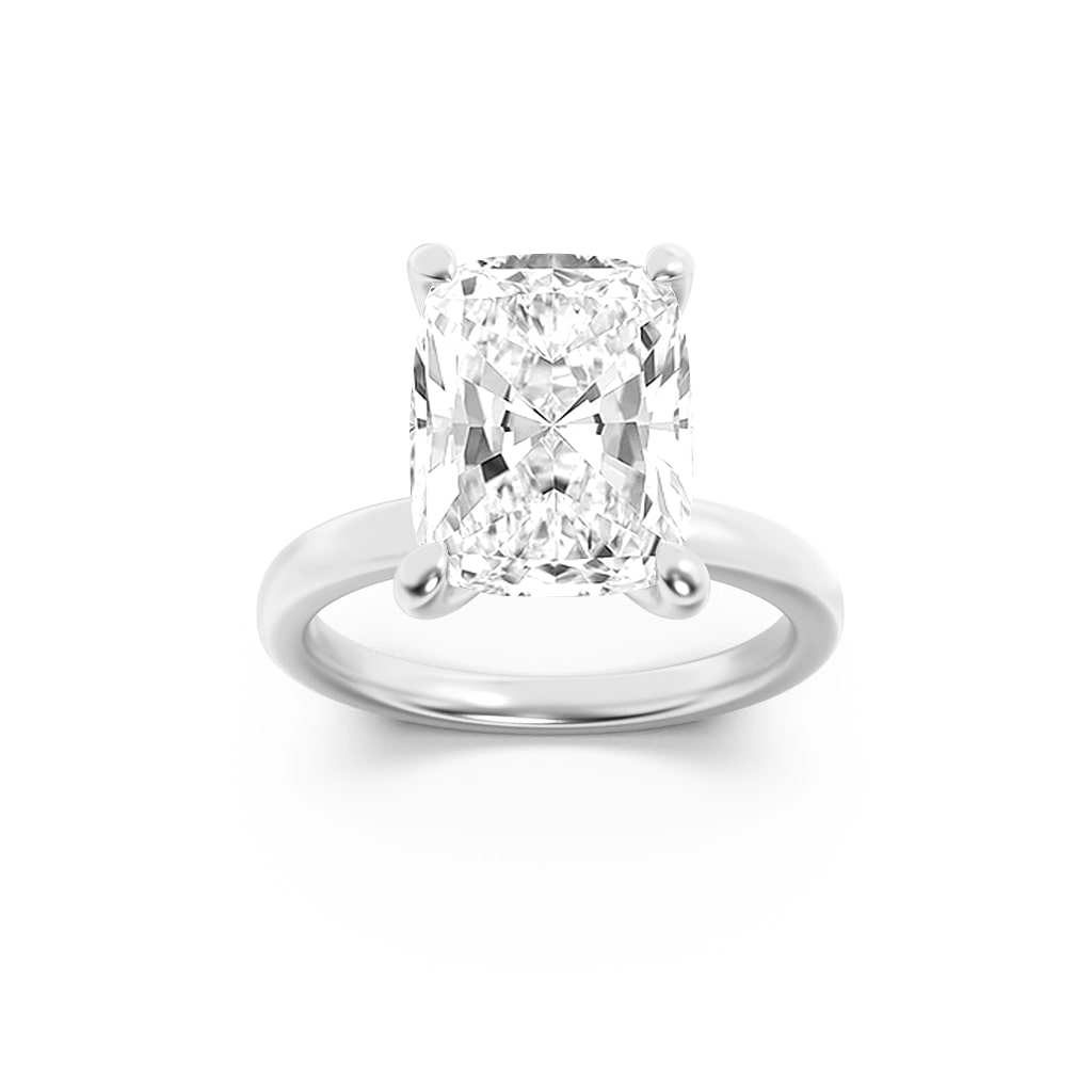 1.5Cttw Elongated Cushion Shaped Lab Grown Diamond (F/VS) Hidden Halo Plain Shank Engagement Ring in 14K Gold