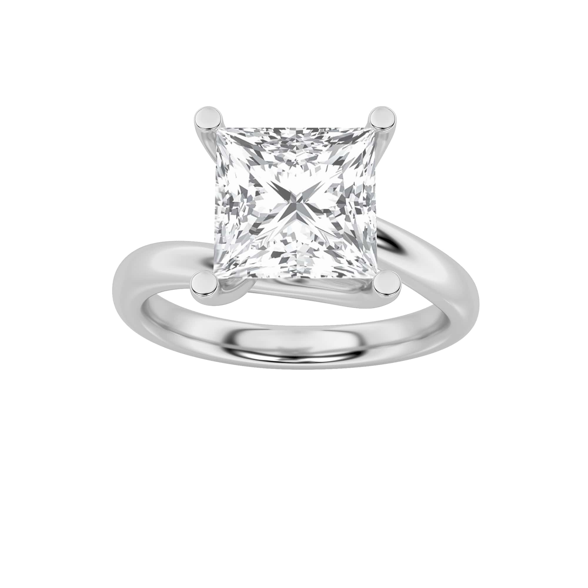 1Cttw Princess Shaped Lab Grown Diamond (F/VS) Bypass Shank Engagement Ring in 14K Gold