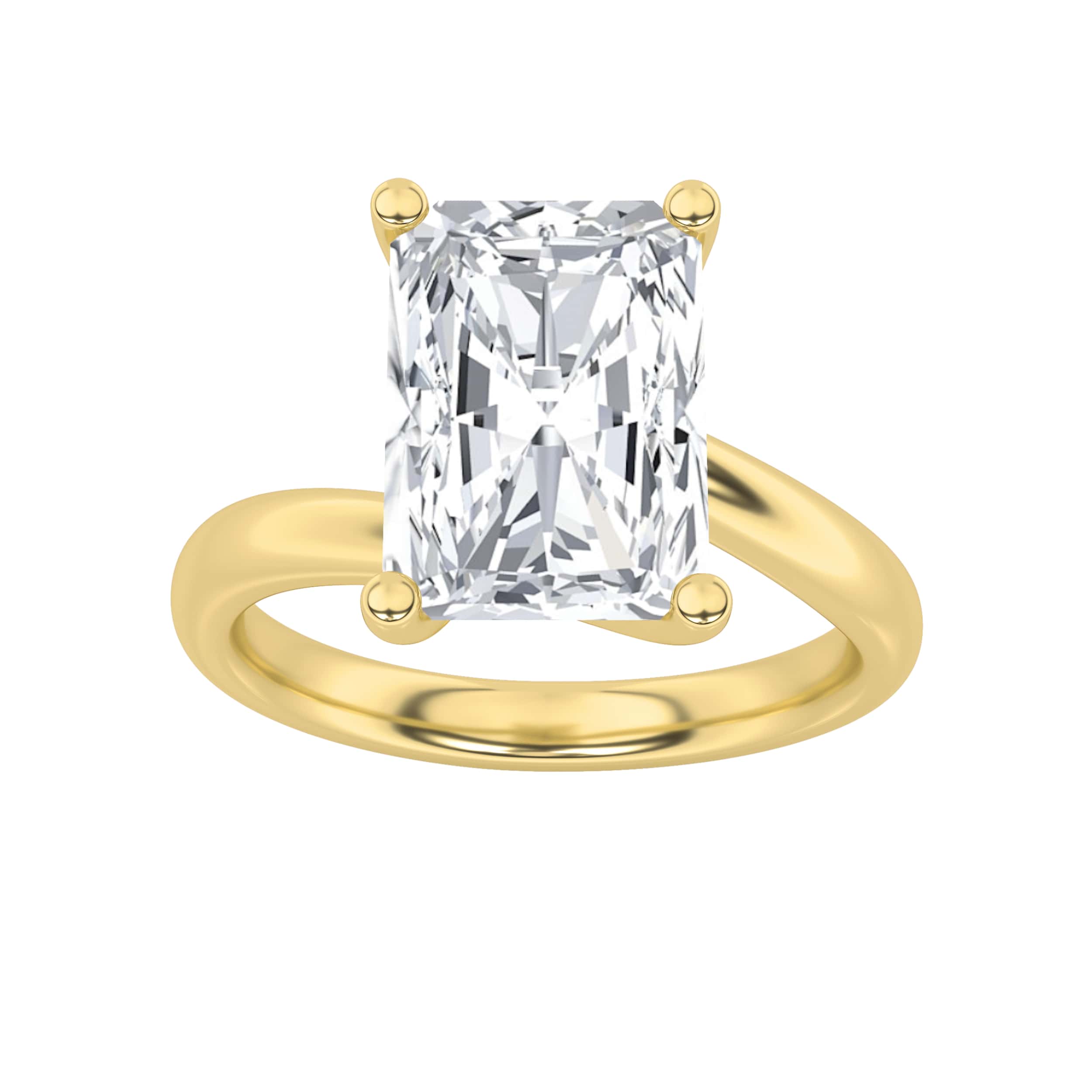 1Cttw Radiant Shaped Lab Grown Diamond (F/VS) Bypass Shank Engagement Ring in 14K Gold