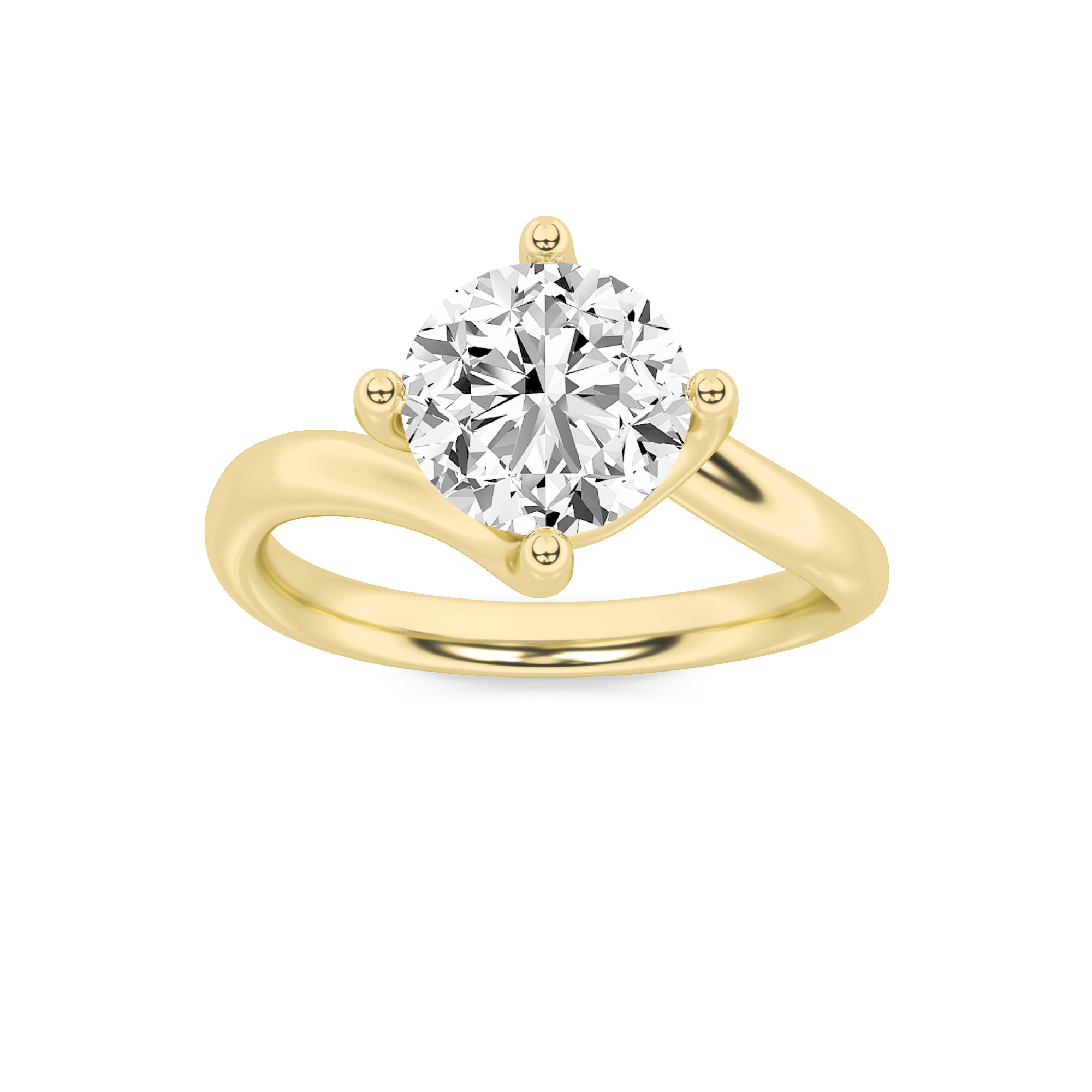 2Cttw Round Shaped Lab Grown Diamond (F/VS) Bypass Shank Engagement Ring in 14K Gold