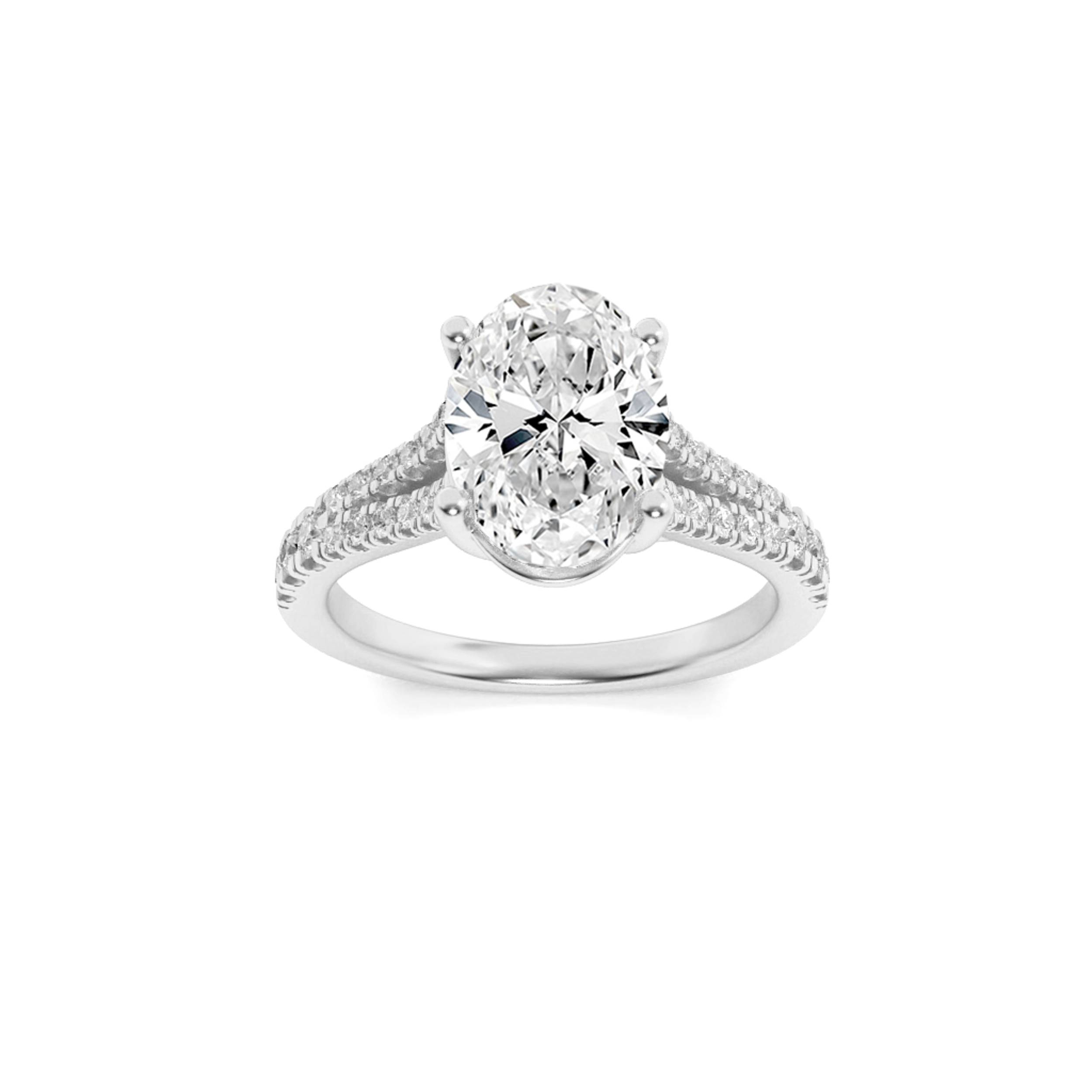 2.25Cttw Elongated Cushion Shaped Lab Grown Diamond (F/VS) Split Shank Accented Enagagement Ring in 14K Gold