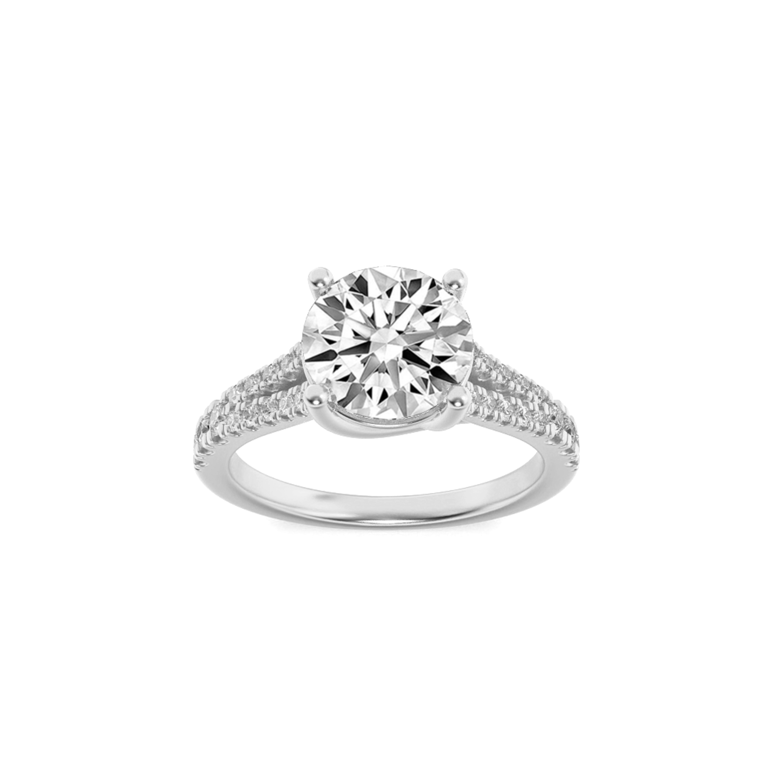 2.25Cttw Elongated Cushion Shaped Lab Grown Diamond (F/VS) Split Shank Accented Enagagement Ring in 14K Gold