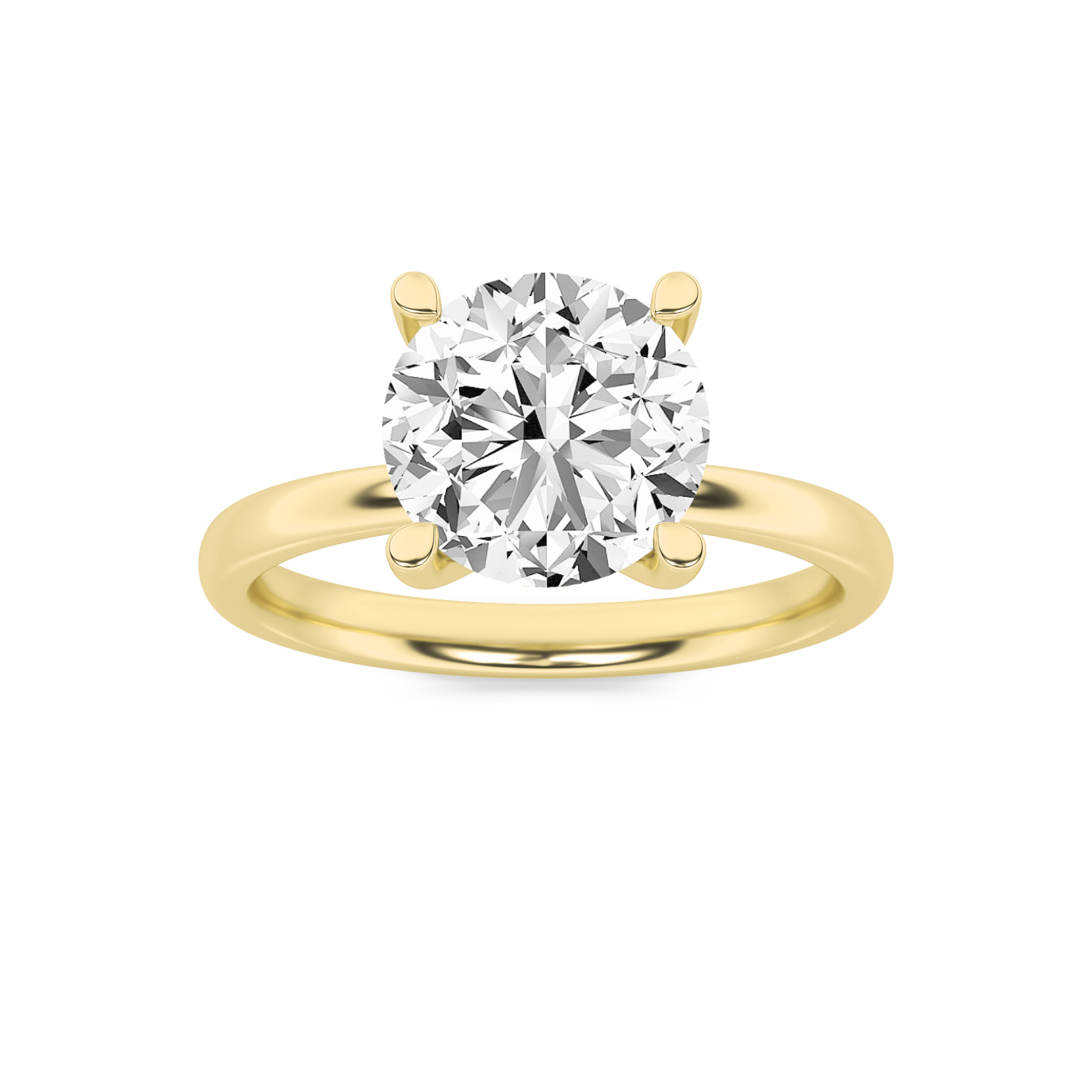 2Cttw Round Shaped Lab Grown Diamond (F/VS) Hidden Halo Petite Shank  Ring in 14K Gold