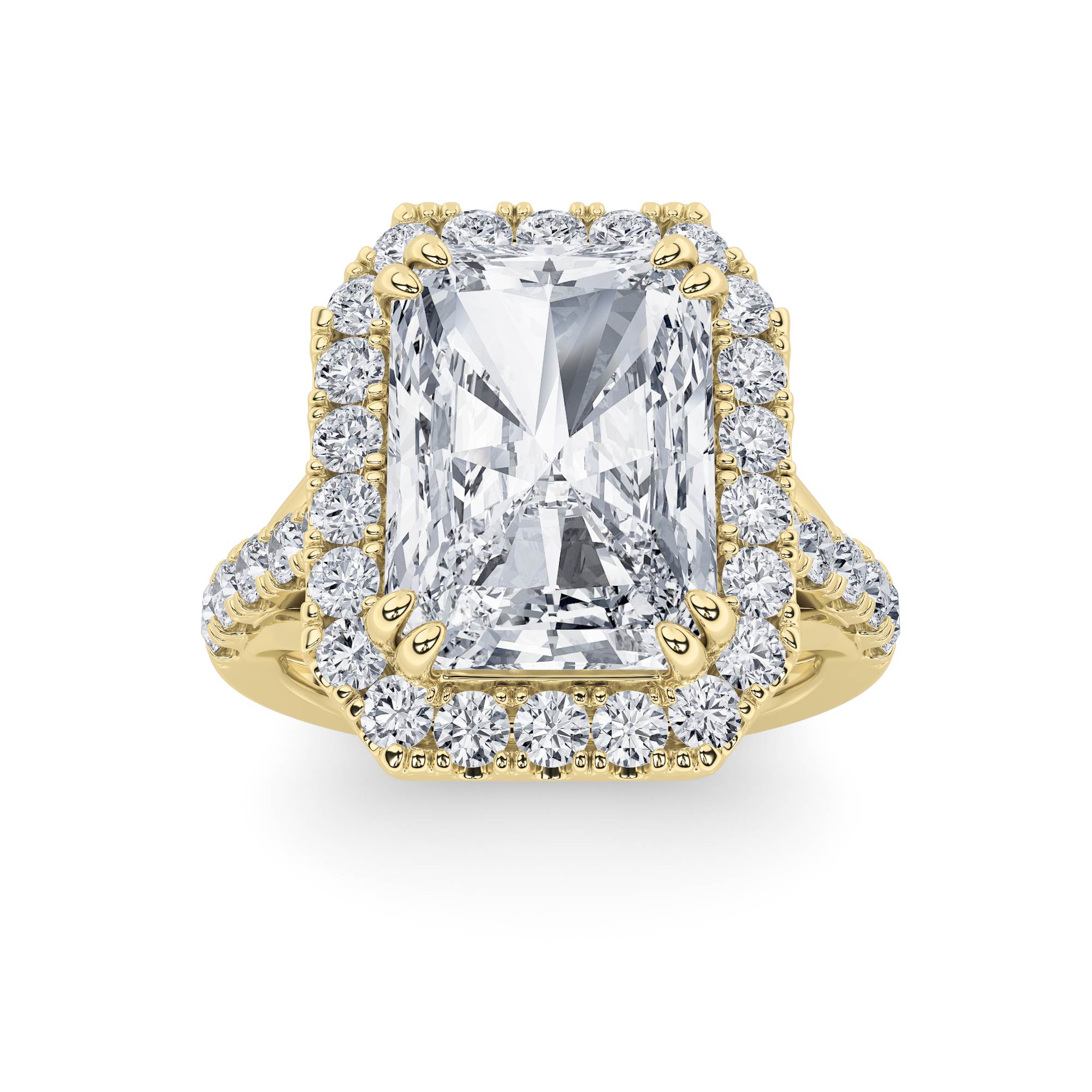 6Cttw Radiant Shaped Lab Grown Diamond (F/VS) Bold Accented Engagement Ring in 14K Gold