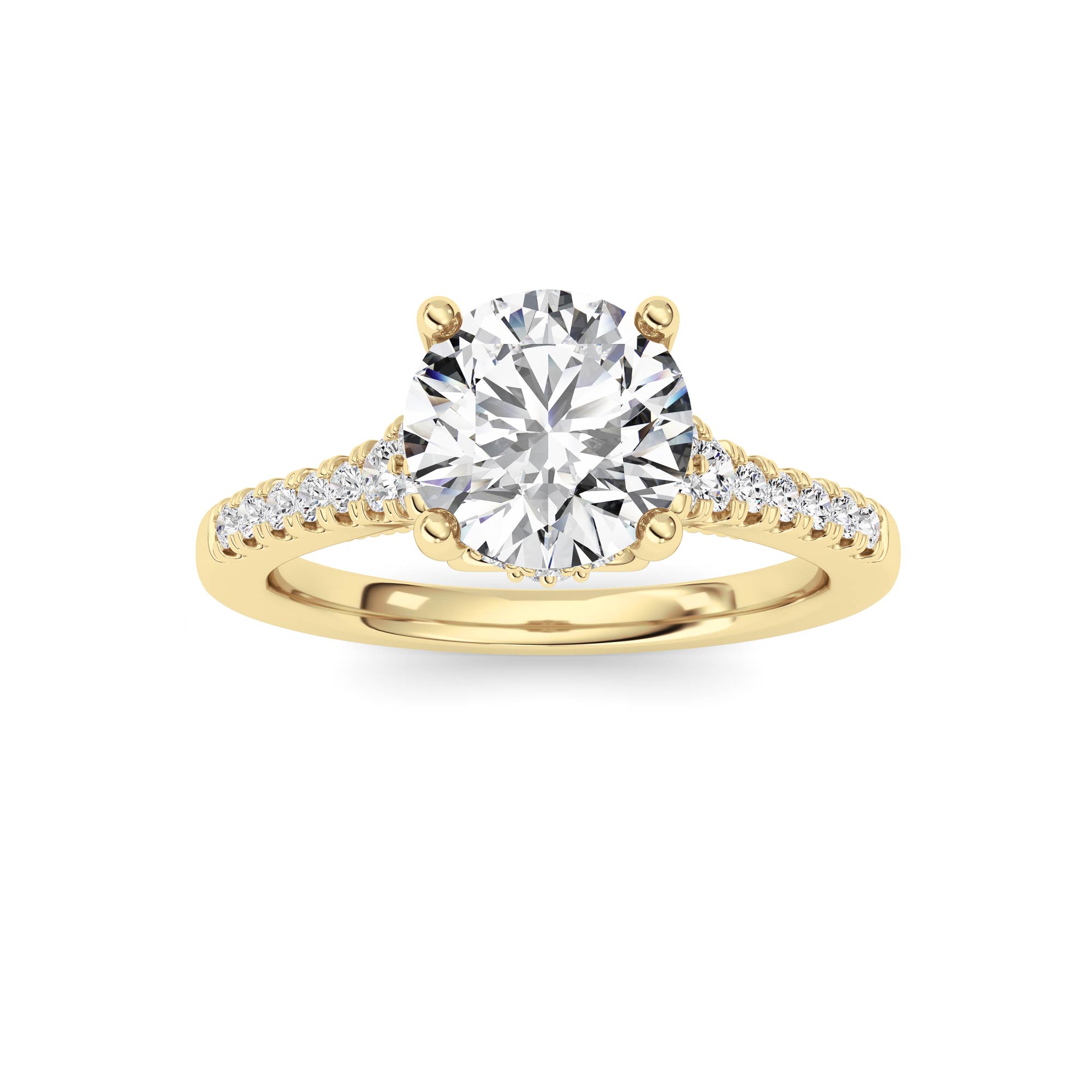 1.5Cttw Round Shaped Lab Grown Diamond (F/VS) Accented Two Tone Engagement Ring in 14K Gold