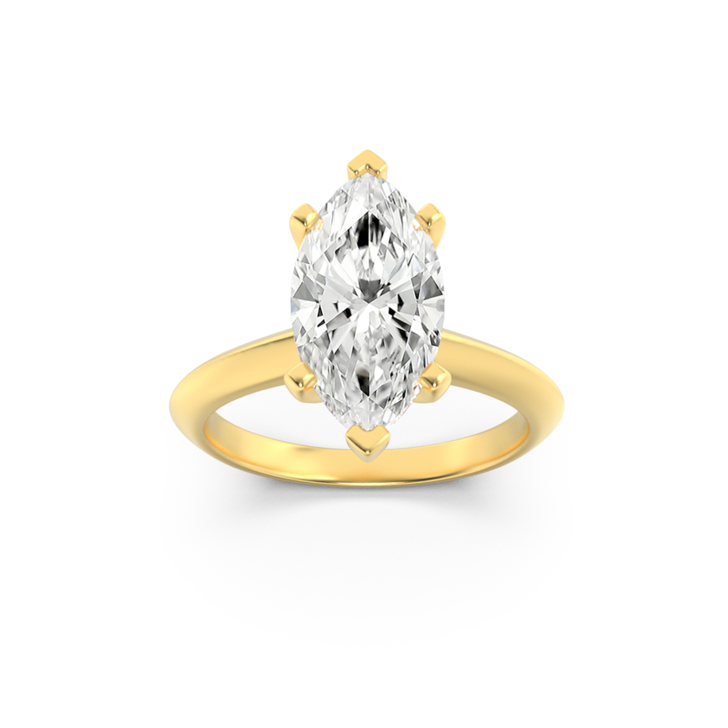 3Cttw Marquise Shaped Lab Grown Diamond (F/VS) Knife Edge Shank Solitaire Engagement Ring in 14K Gold
