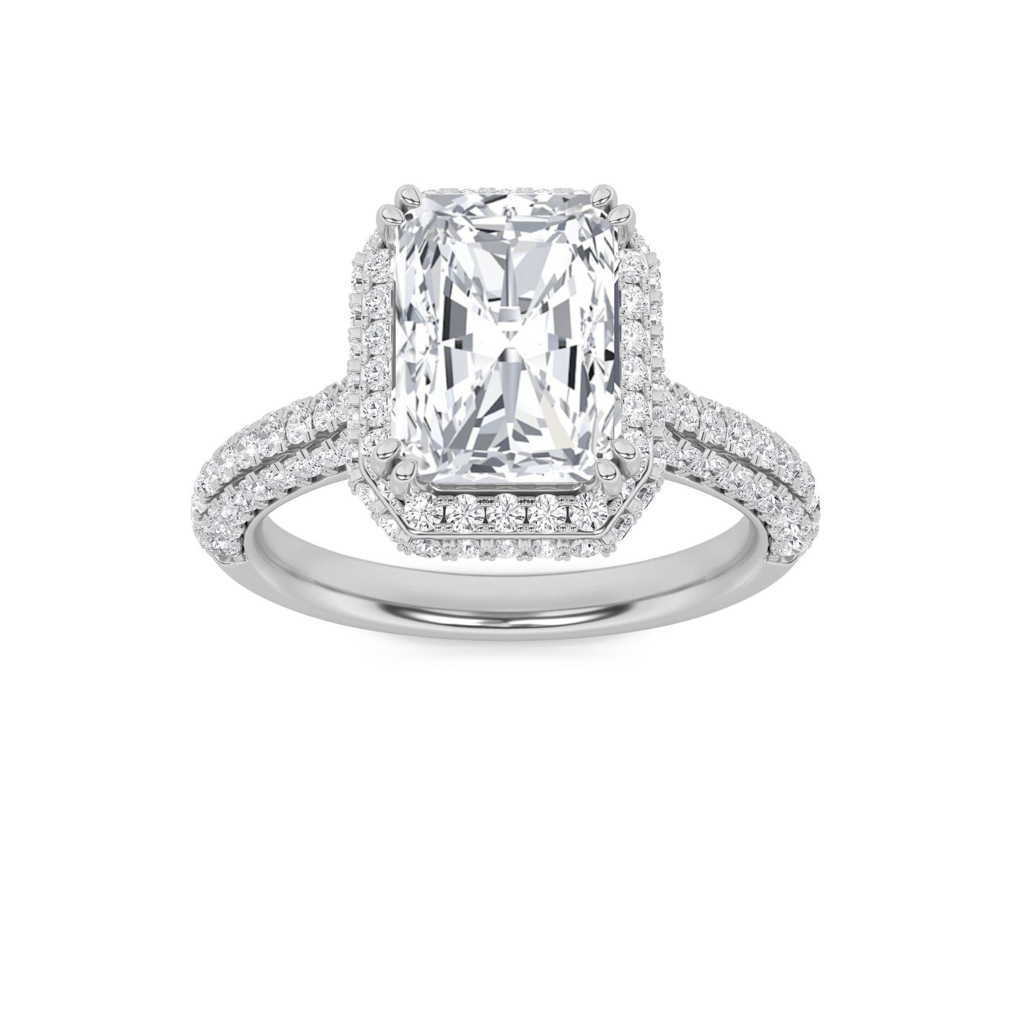 3.00 CT Radiant Diamond Ring in 14K White Gold