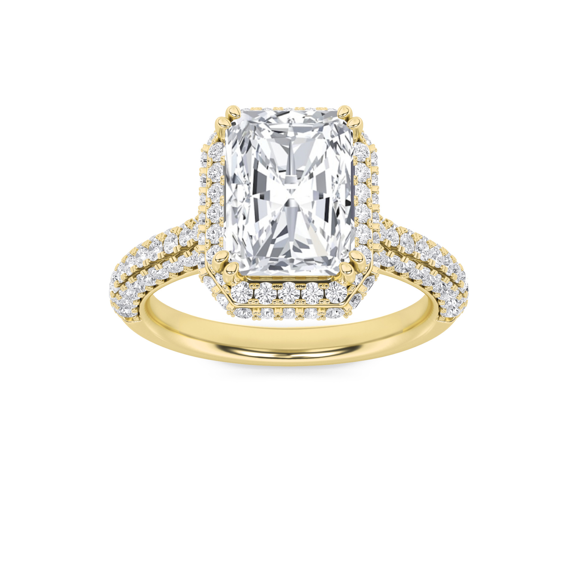 3.00 CT Radiant Diamond Ring in 14K Yellow Gold