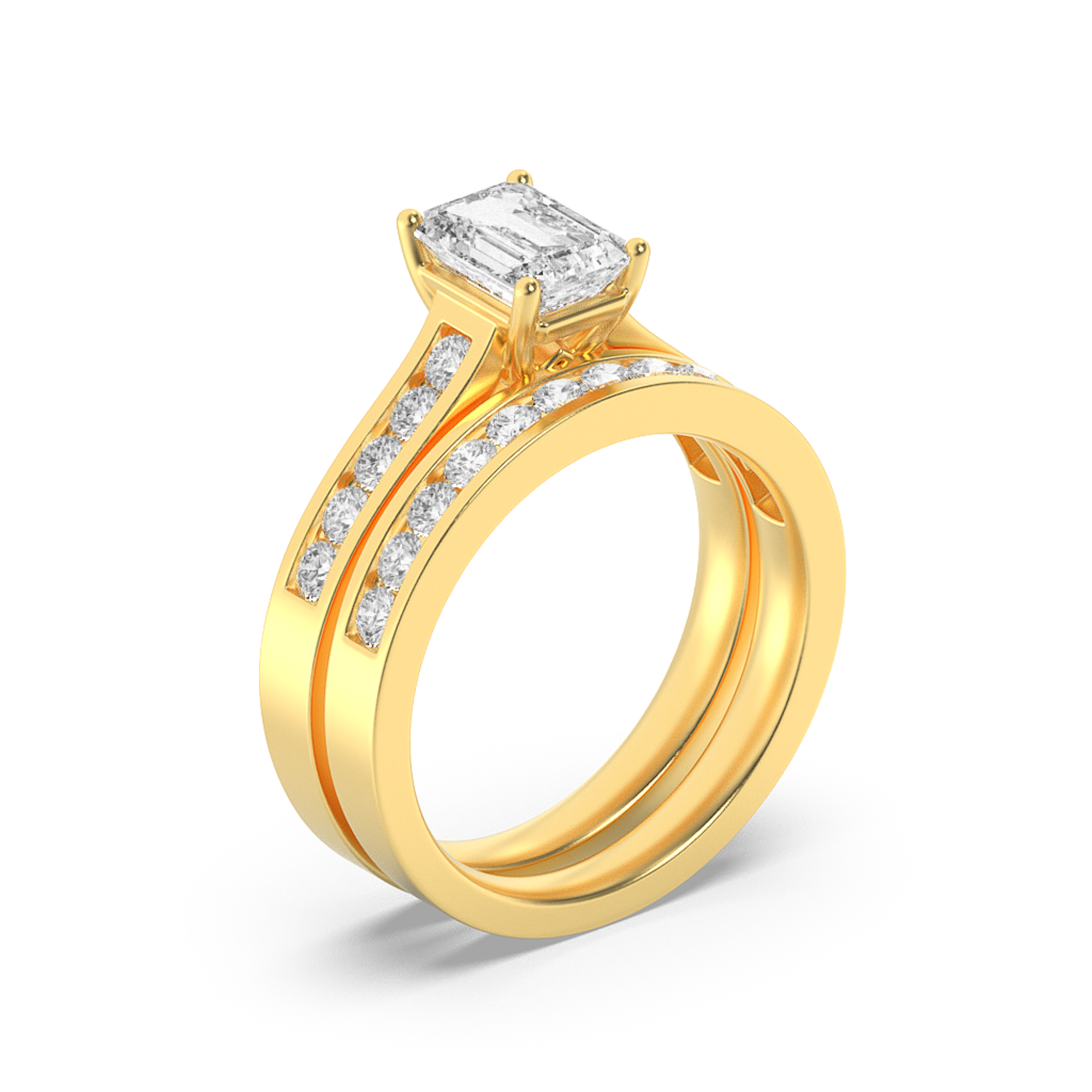 2Cttw Radiant Shaped Lab Grown Diamond (F/VS) Channel Set Bridal Engagement Ring in 14K Gold