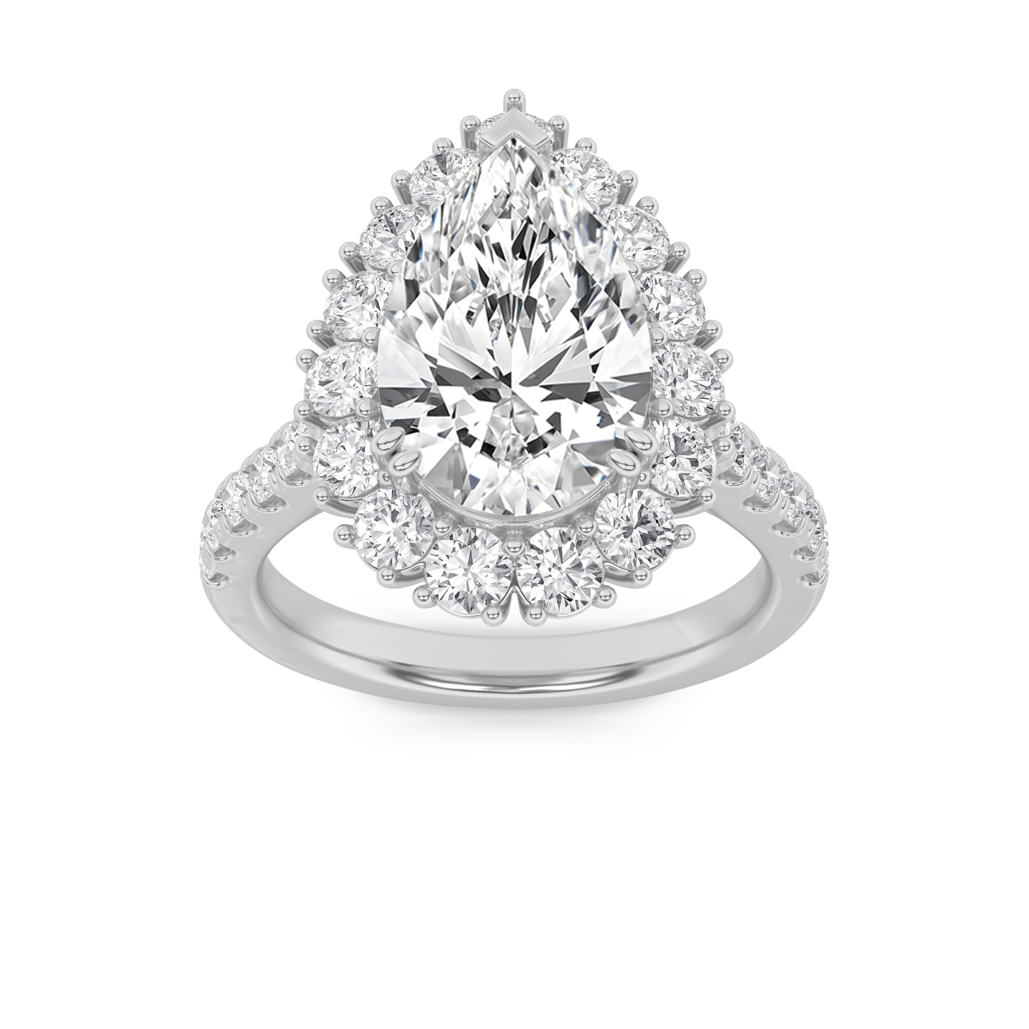 4Cttw Pear Shaped Lab Grown Diamond (F/VS) Bold Classic Engagement Ring in 14K Gold